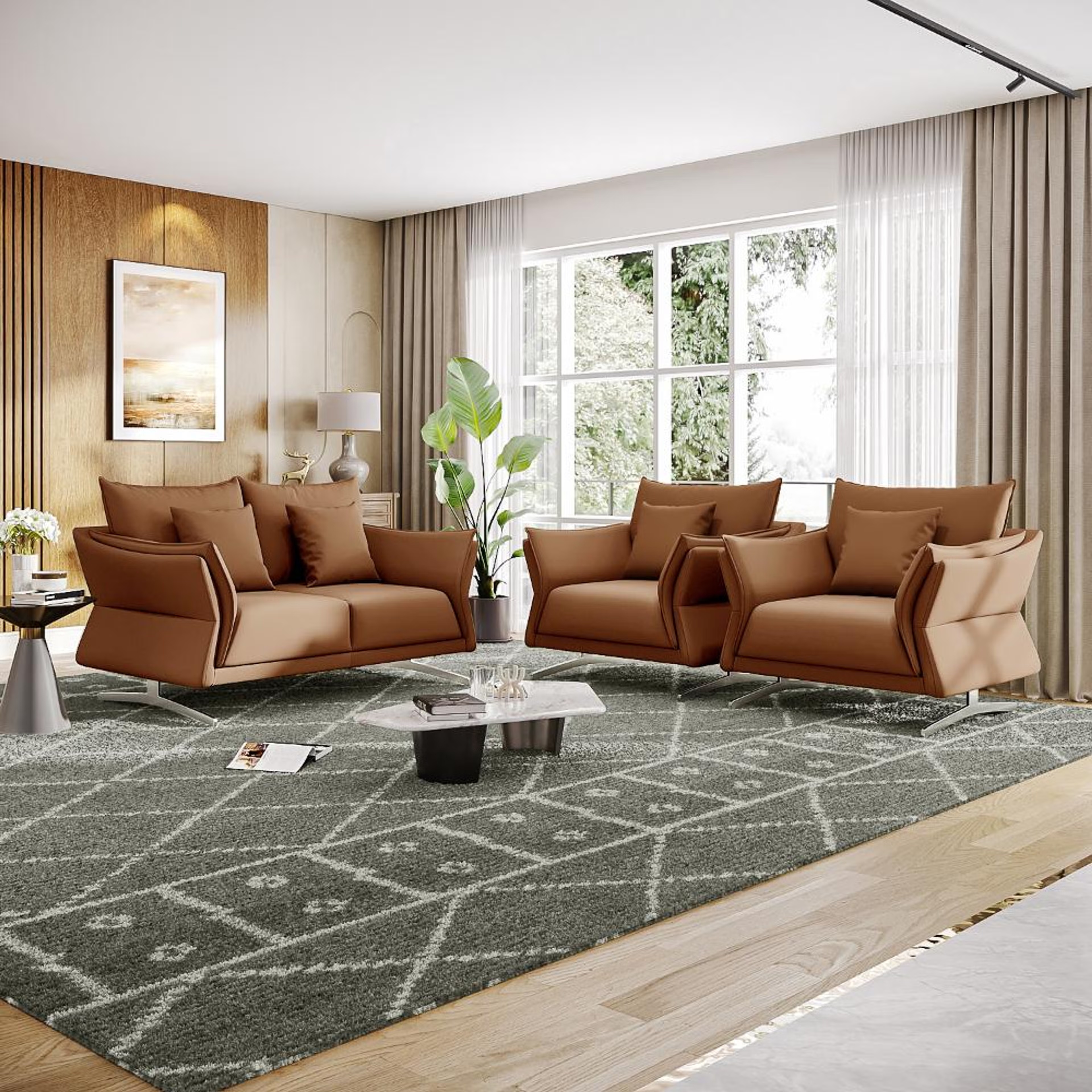 Home 41 Wakefit Kiribati Sofa Set (2+1+1) Seater Regular, Set (2+1+1), Brown