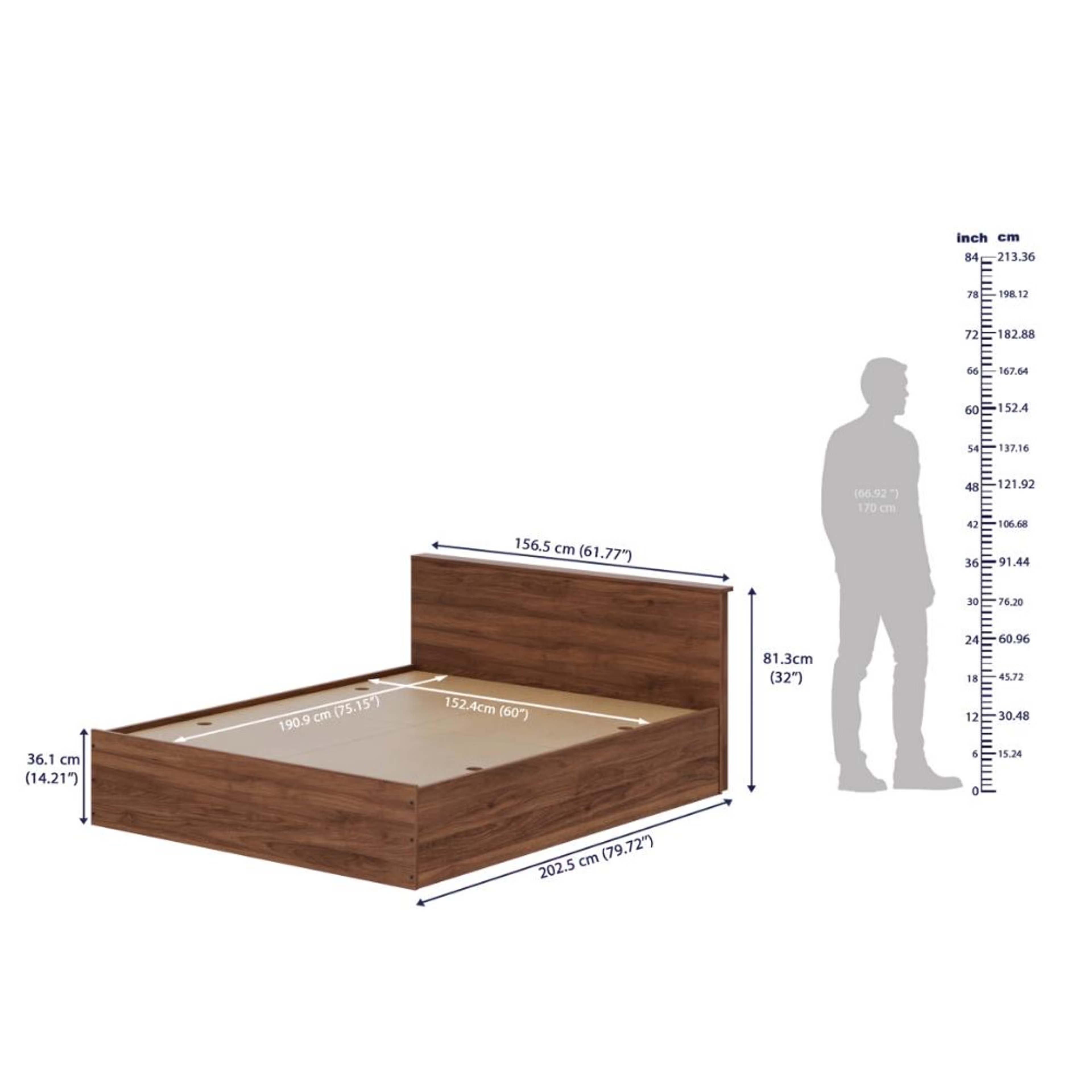 Wakefit Taurus Queen Storage Engineered Wood Bed Queen - 75" x 60 7 Wakefit Taurus Queen Storage Engineered Wood Bed Queen - 75" x 60\