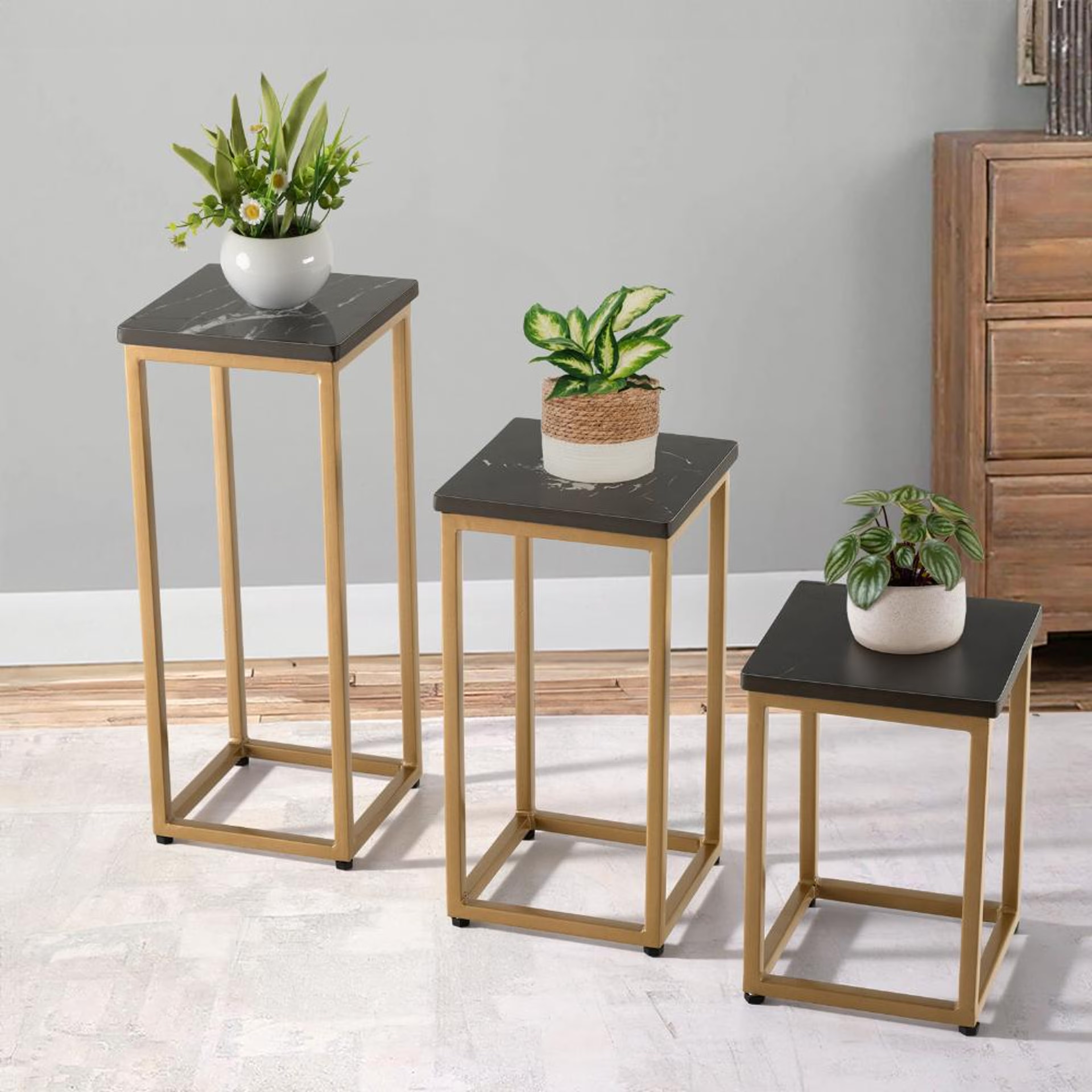 Wakefit Haiku Metal Side Table Colonial Black Top Colonial black