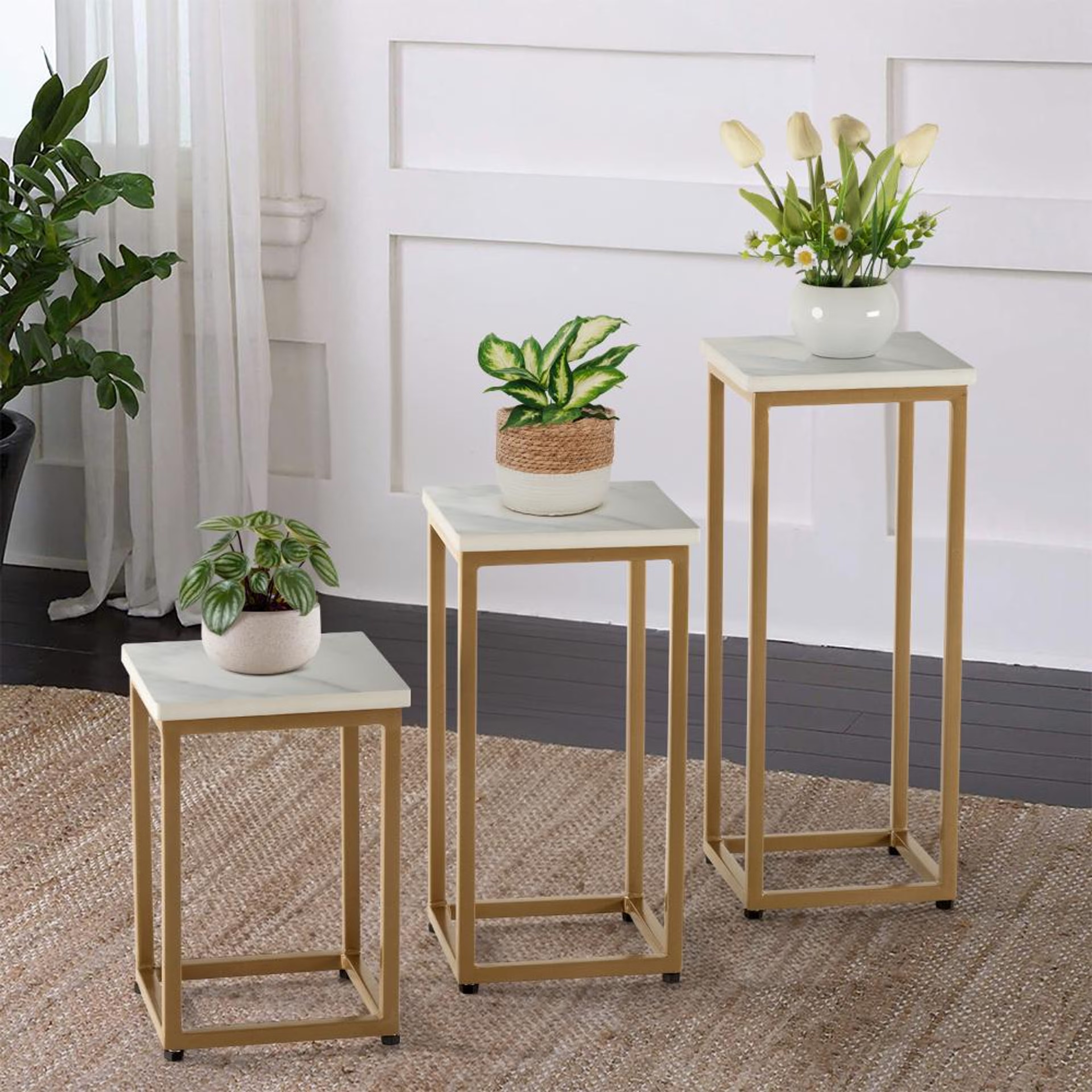 Wakefit Haiku Metal Side Table Alaska White Top Alaska White
