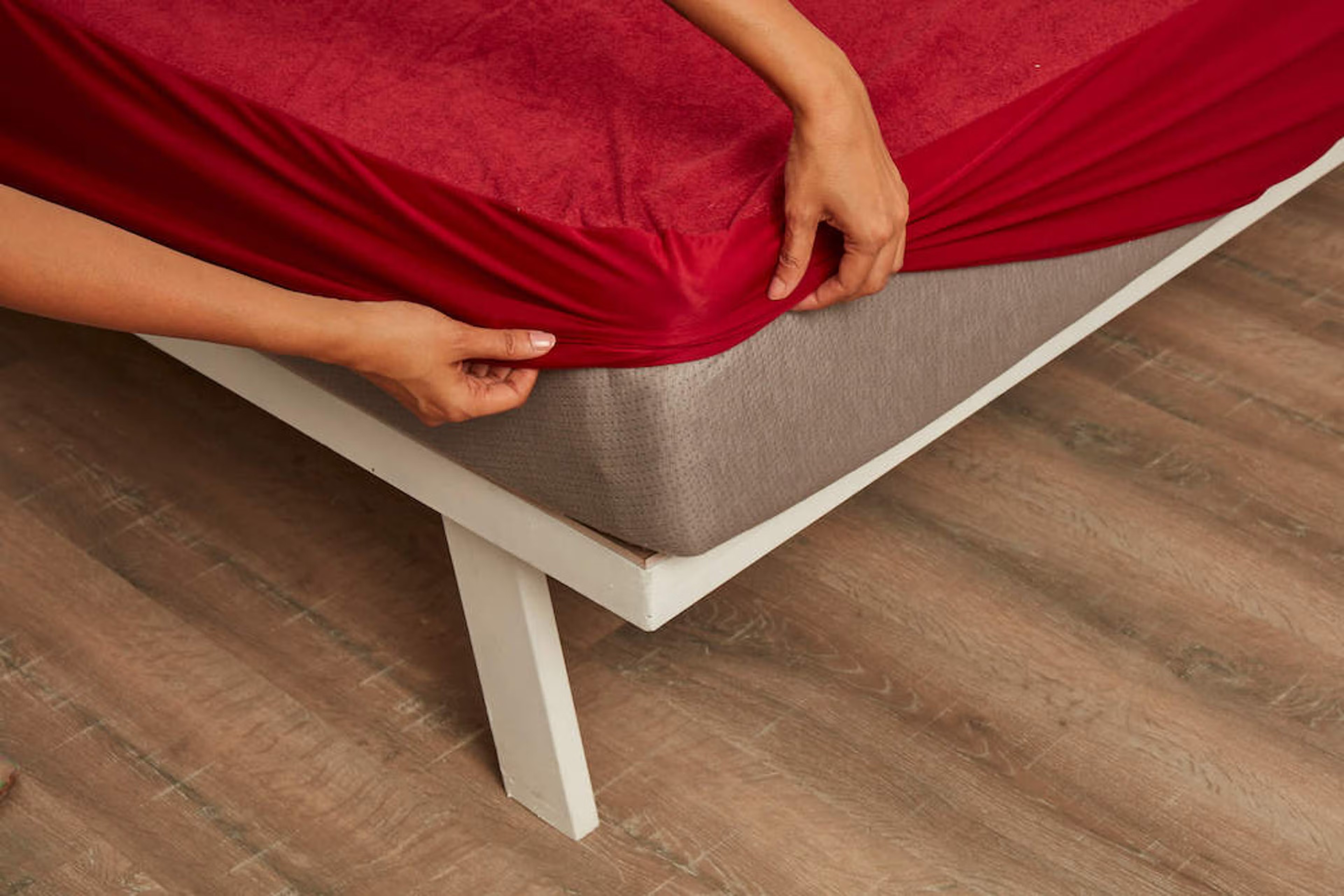 Home 37 Water Proof Terry Cotton Mattress Protector | Maroon | Machine Washable | Super Soft Single - 72" x 42\