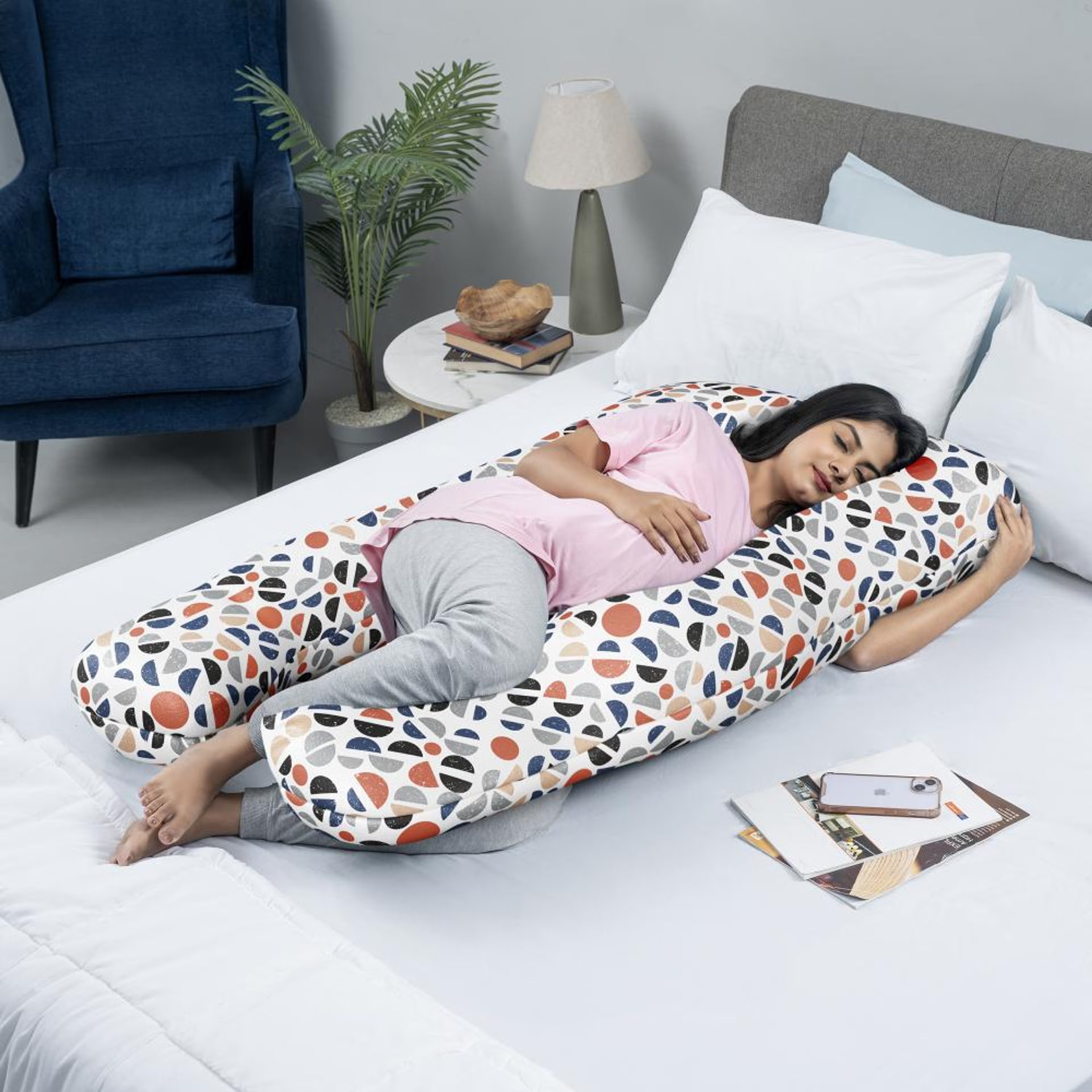 Home 31 Maternity Pillow for Pregnancy Support | U Shape | 100% Cotton & Machine Washable Cover | Bekky U Shape, Cotton, Bekky