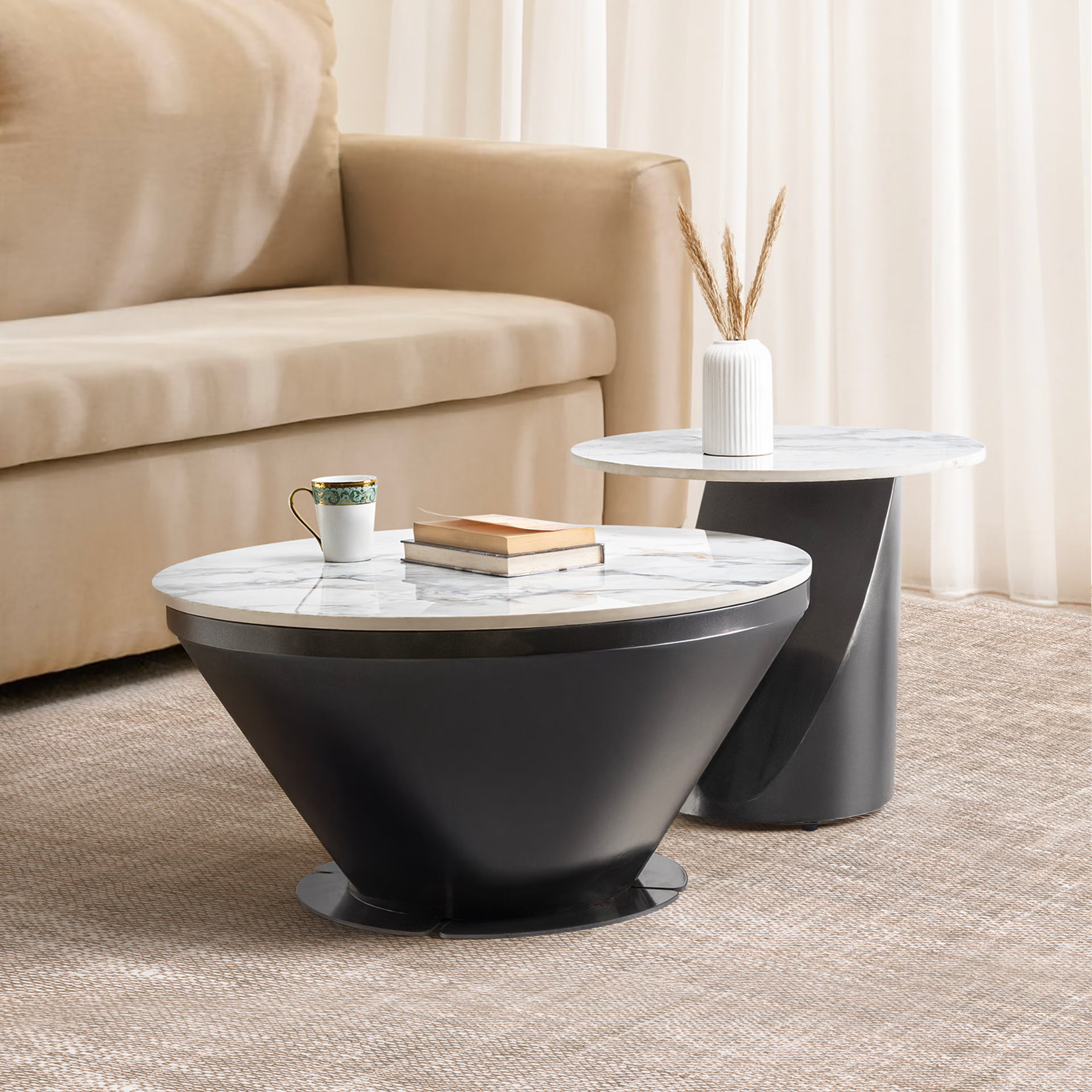 Wakefit Espresso Coffee Table - Amphora White Amphora White