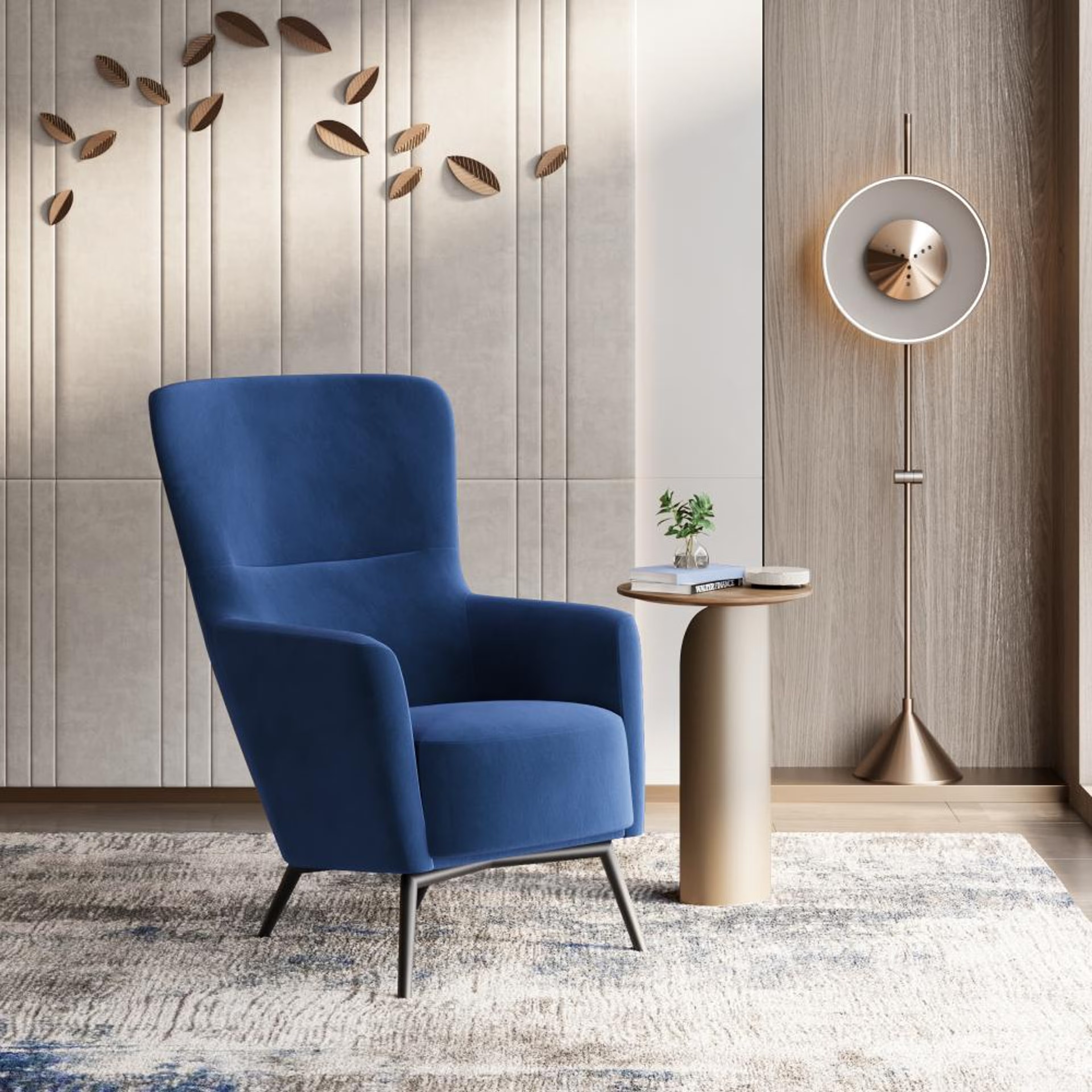 Wakefit Aruba Wing Chair Blue