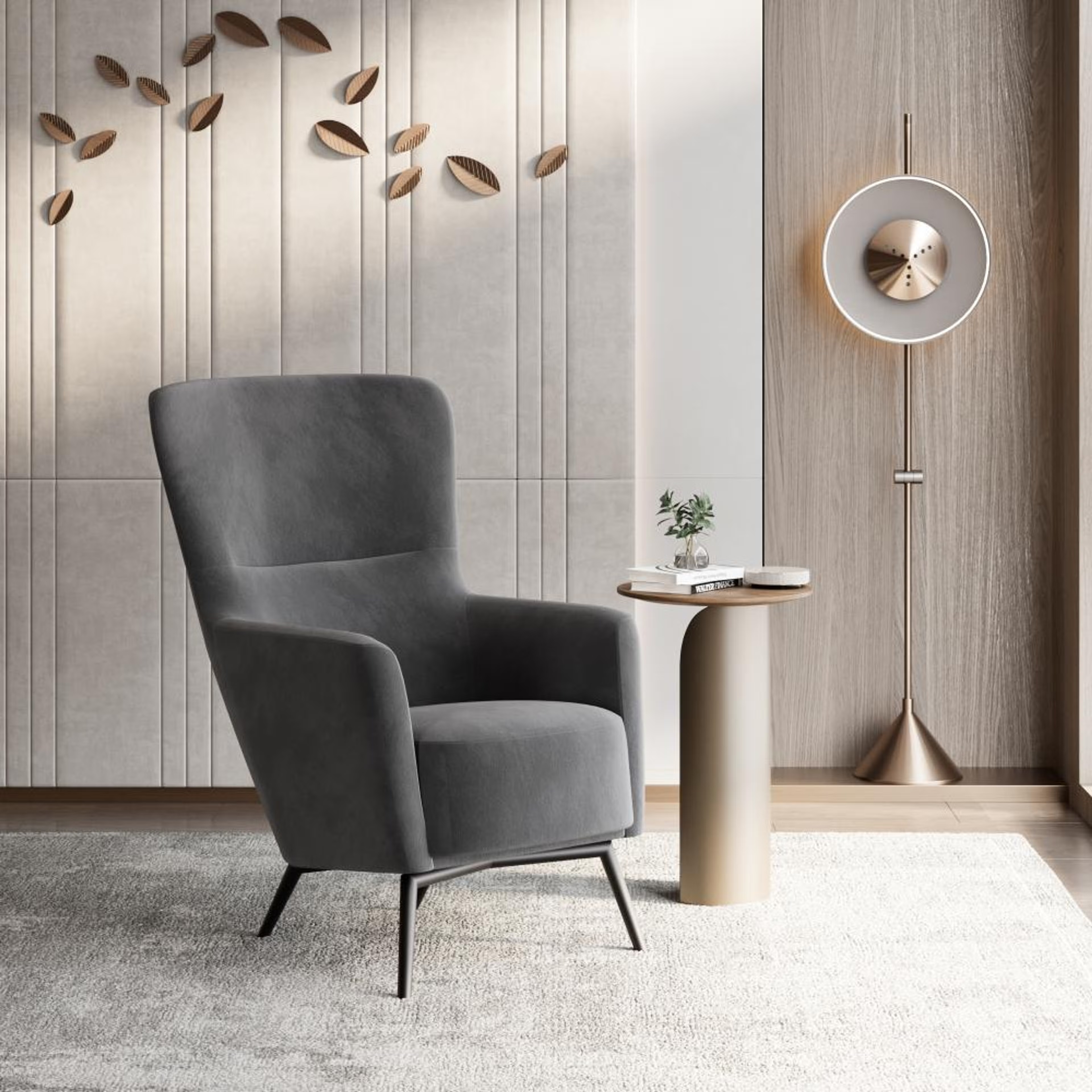 Home 41 Wakefit Aruba Wing Chair Space Grey