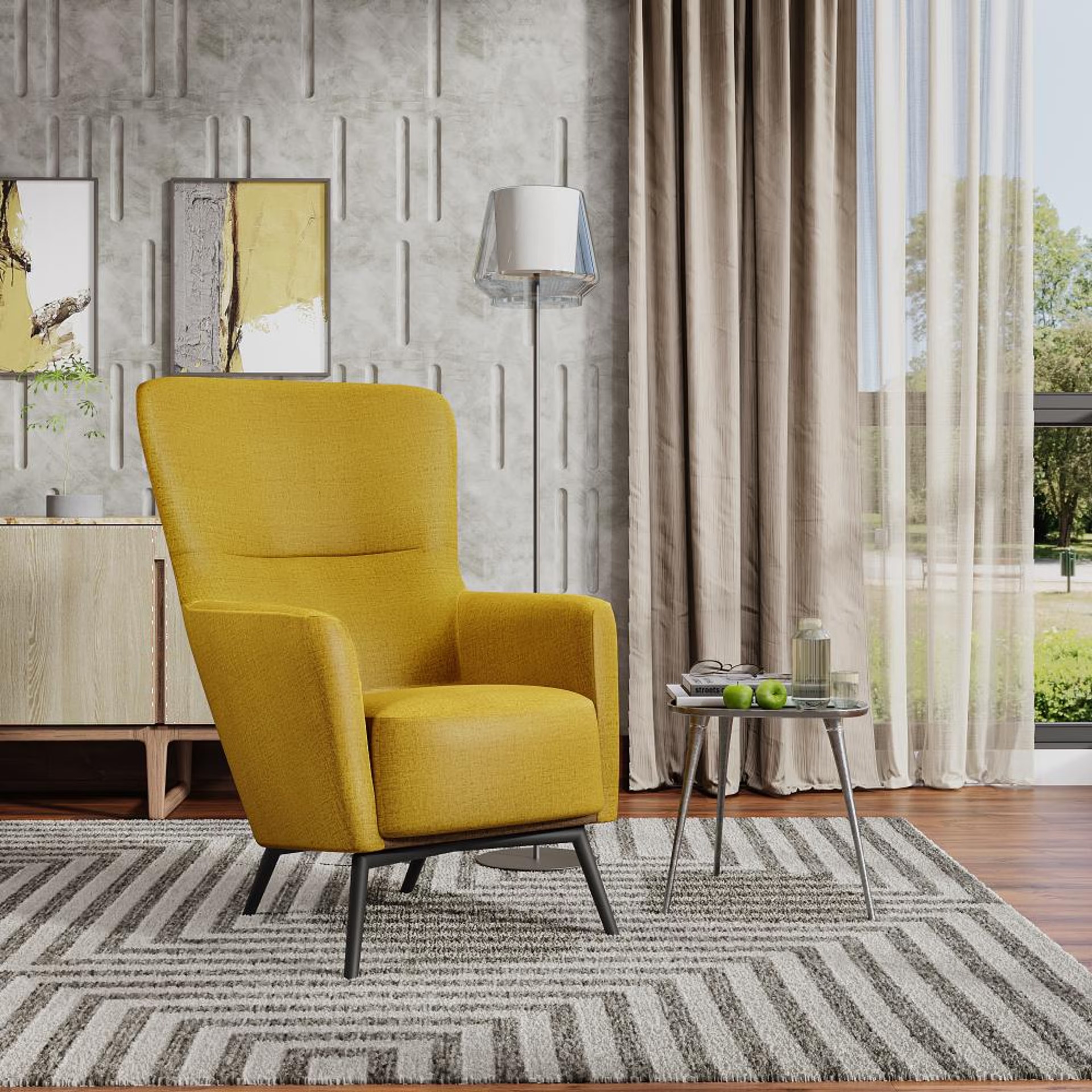 Wakefit Aruba Wing Chair Yellow