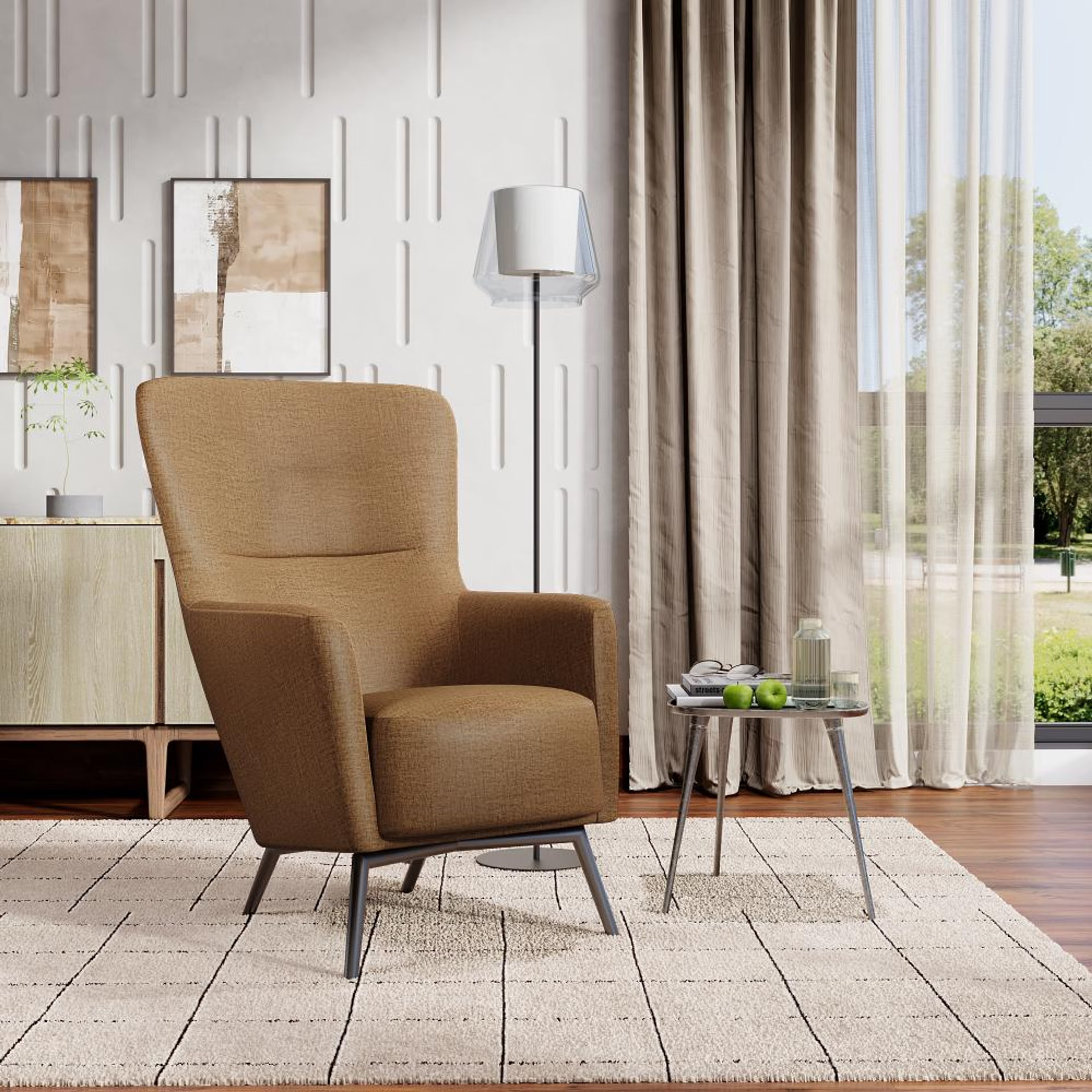 Home 34 Wakefit Aruba Wing Chair Mocha Brown