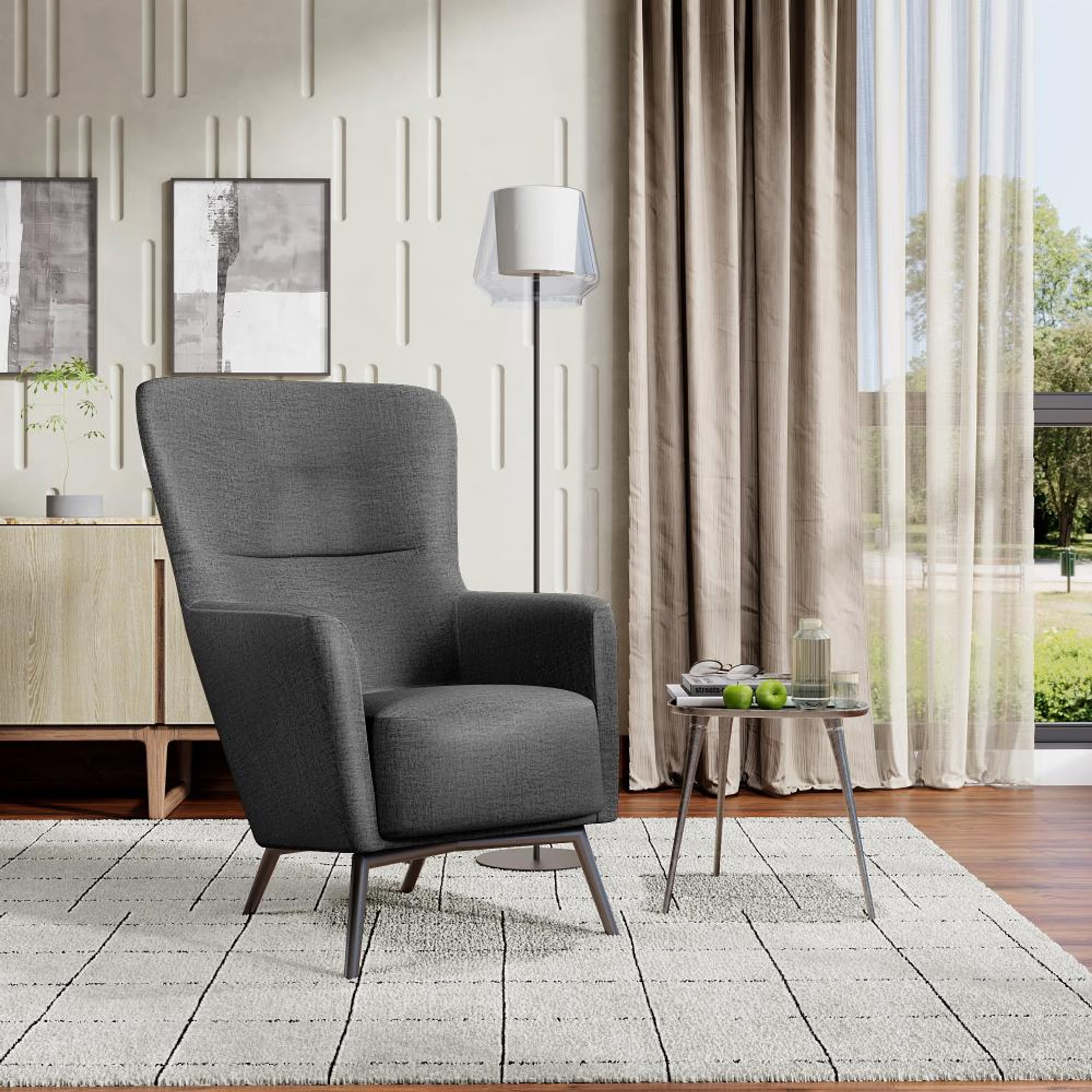 Wakefit Aruba Wing Chair Charcoal Grey
