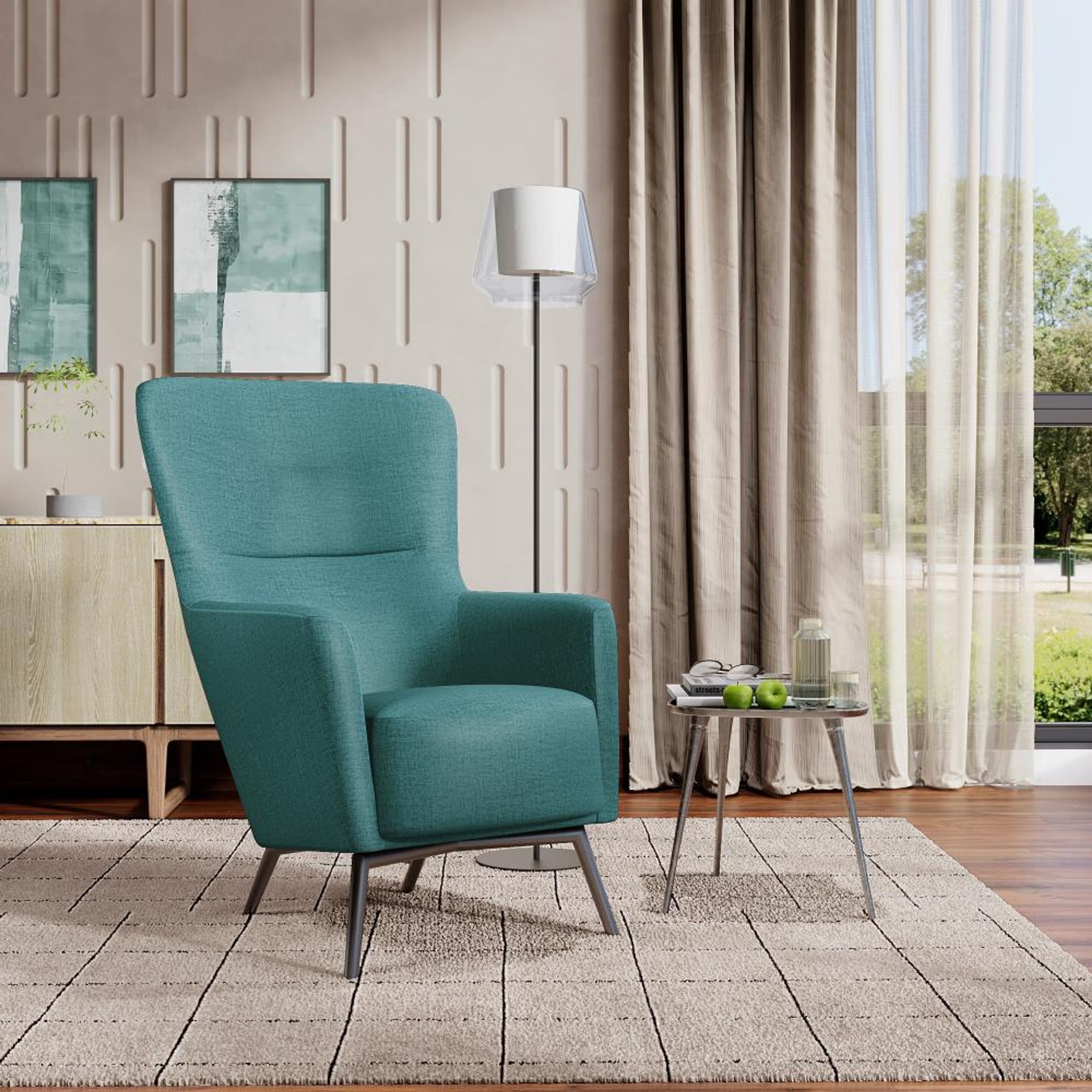 Wakefit Aruba Wing Chair Aqua Blue