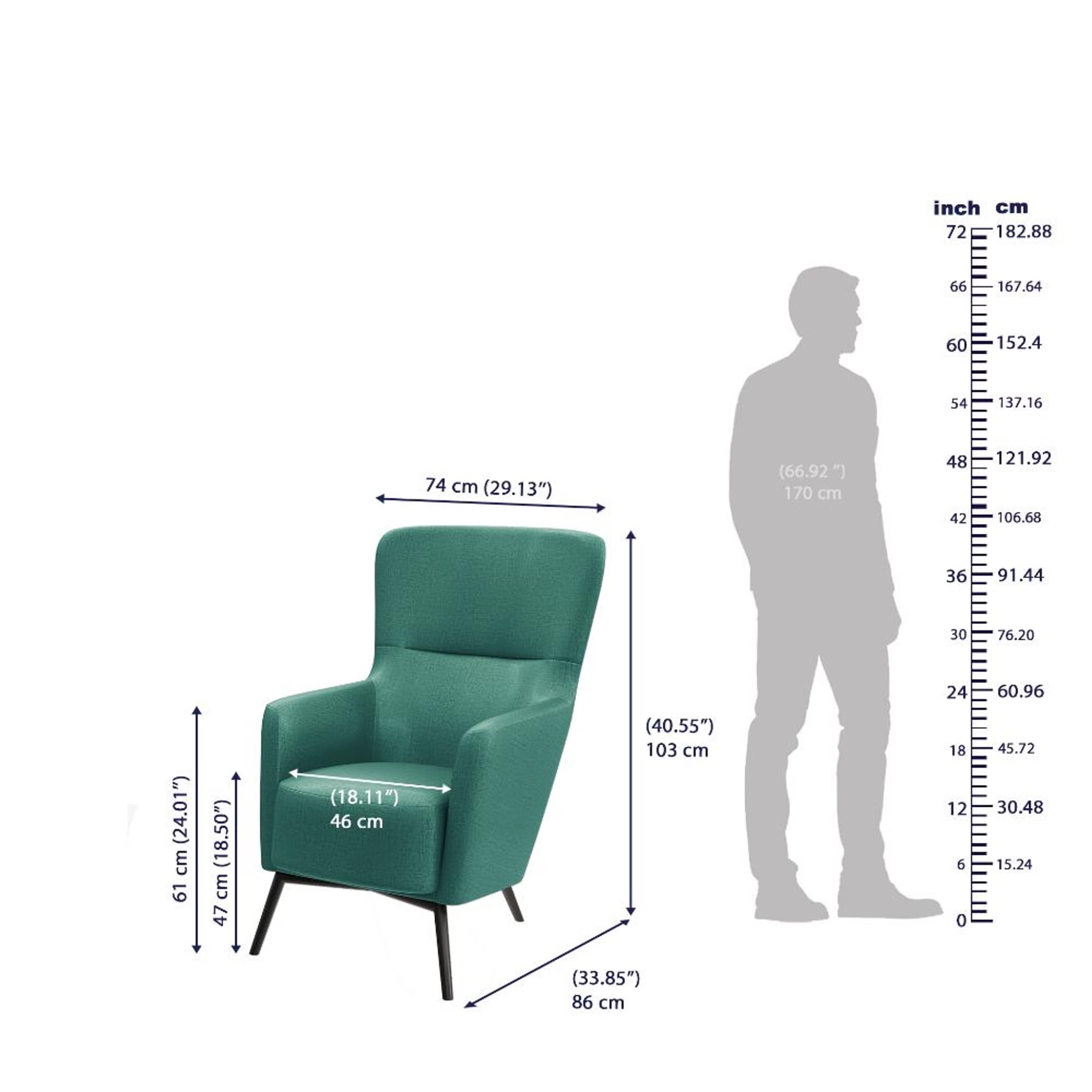 Wakefit Aruba Wing Chair Aqua Blue 6 Wakefit Aruba Wing Chair Aqua Blue
