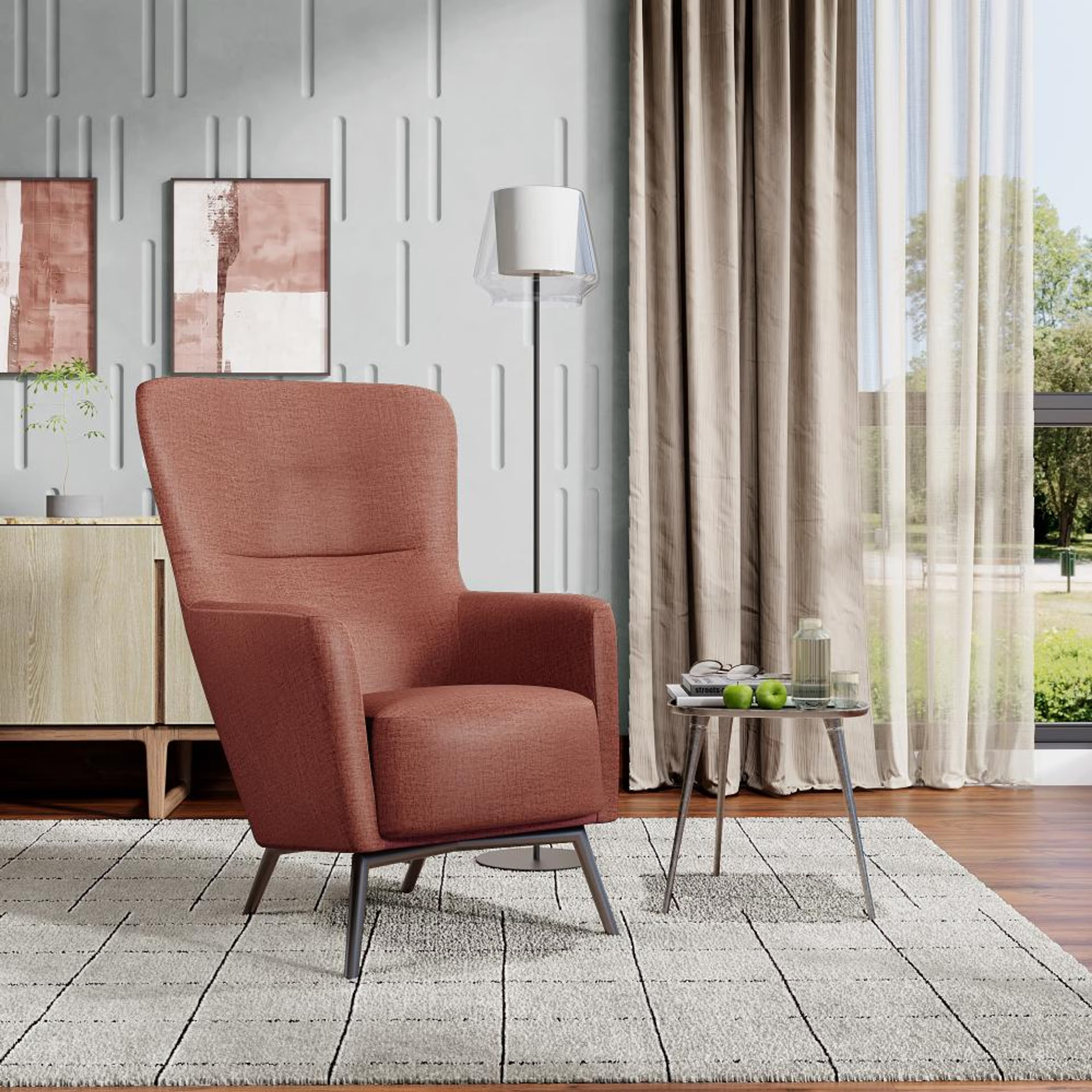 Wakefit Aruba Wing Chair Rose Brown