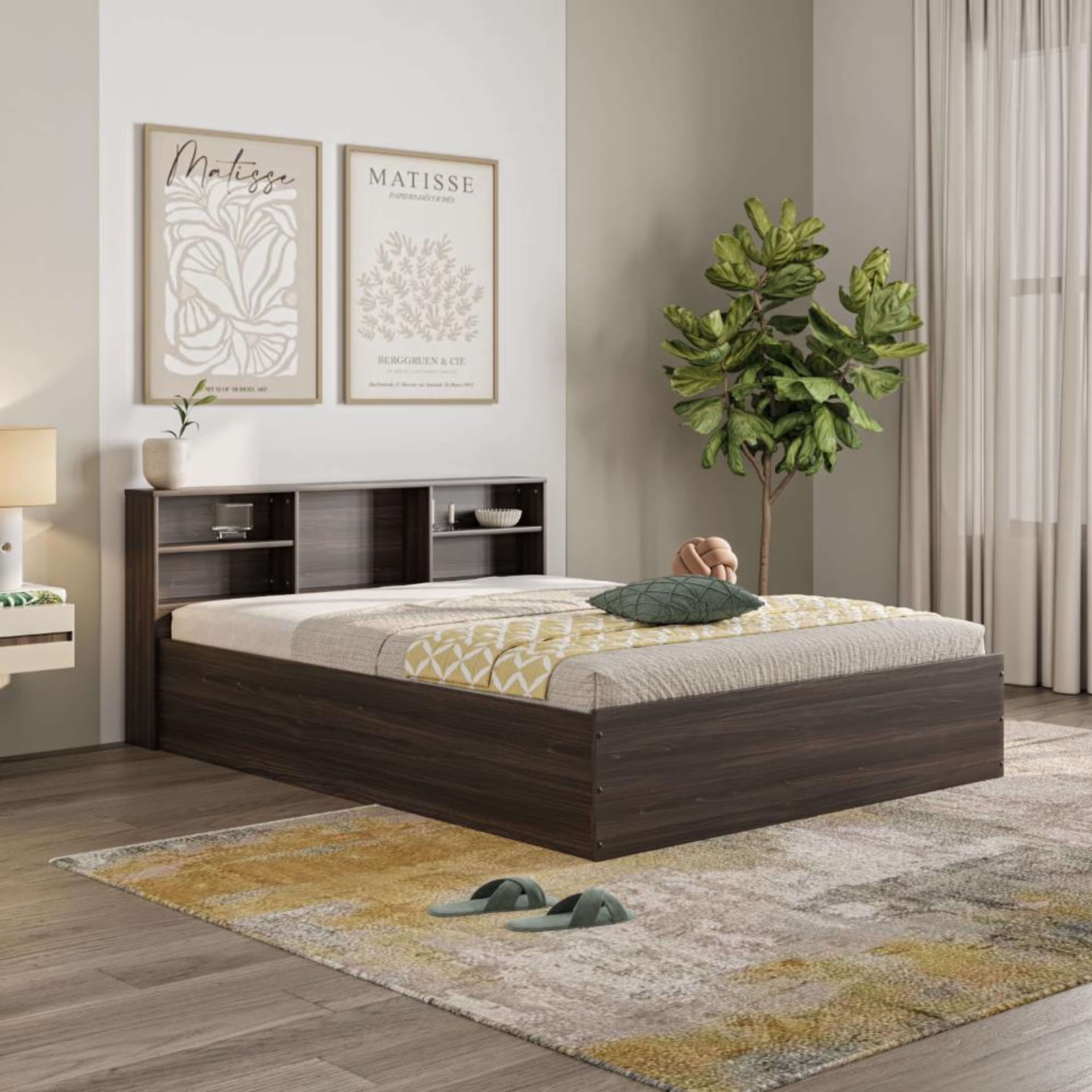 Home 33 Wakefit Petra Headboard Storage product - Queen size - Wyoming Maple Queen - 78" x 60\