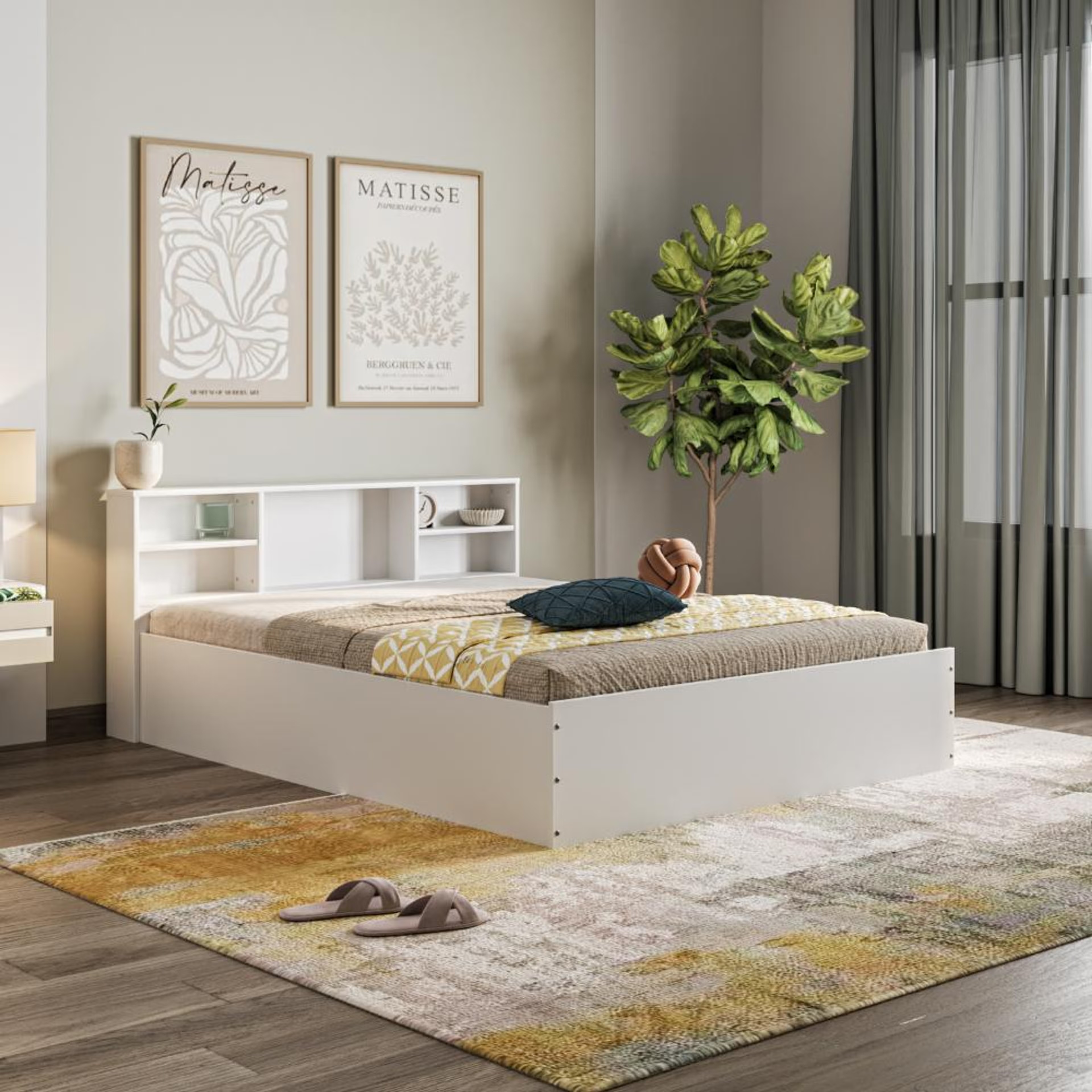 Wakefit Petra Headboard Storage product - Queen size - Frosty White Queen - 78" x 60\