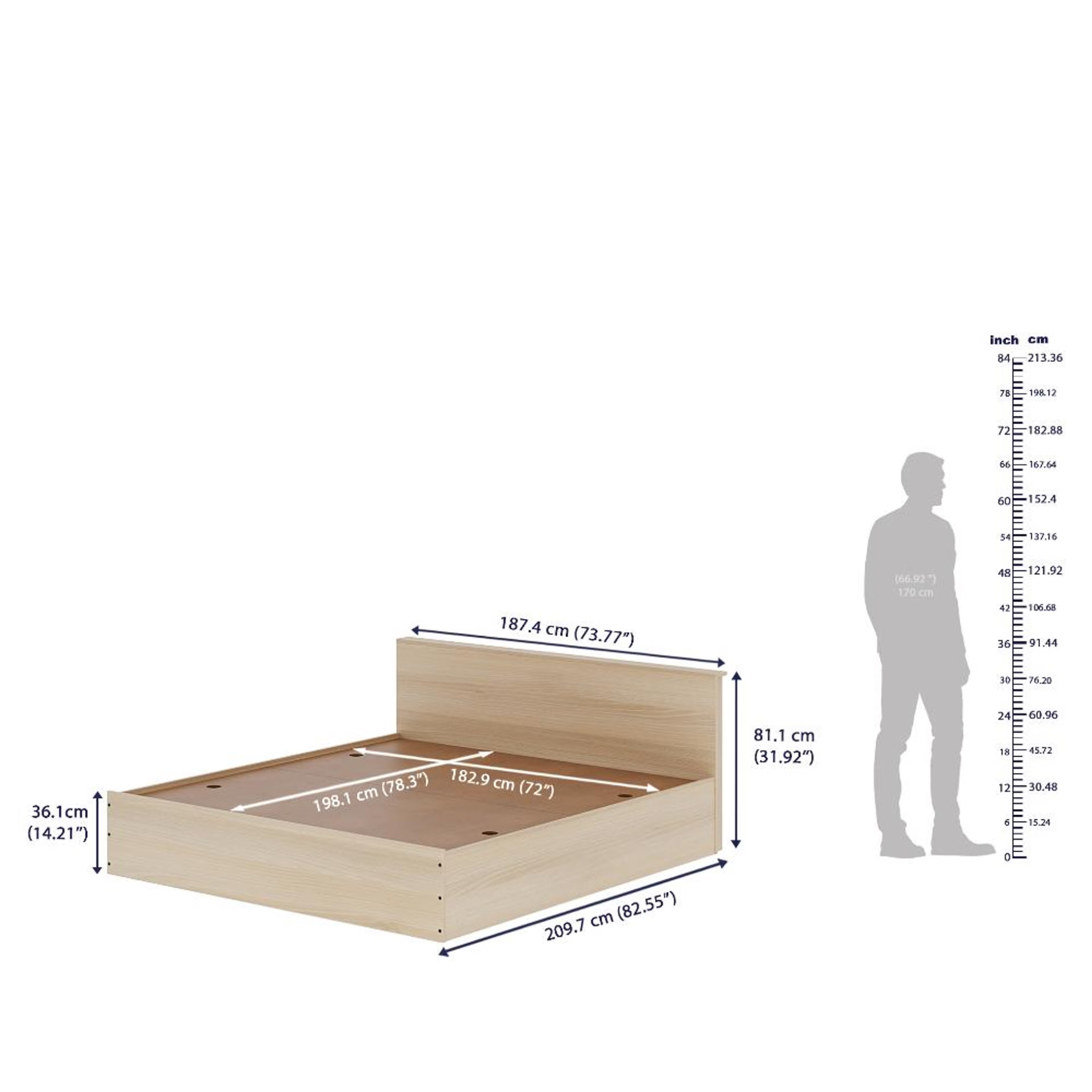 Wakefit Taurus King Storage Engineered Wood Bed - Mouldou Acacia King - 78" x 72 7 Wakefit Taurus King Storage Engineered Wood Bed - Mouldou Acacia King - 78" x 72\