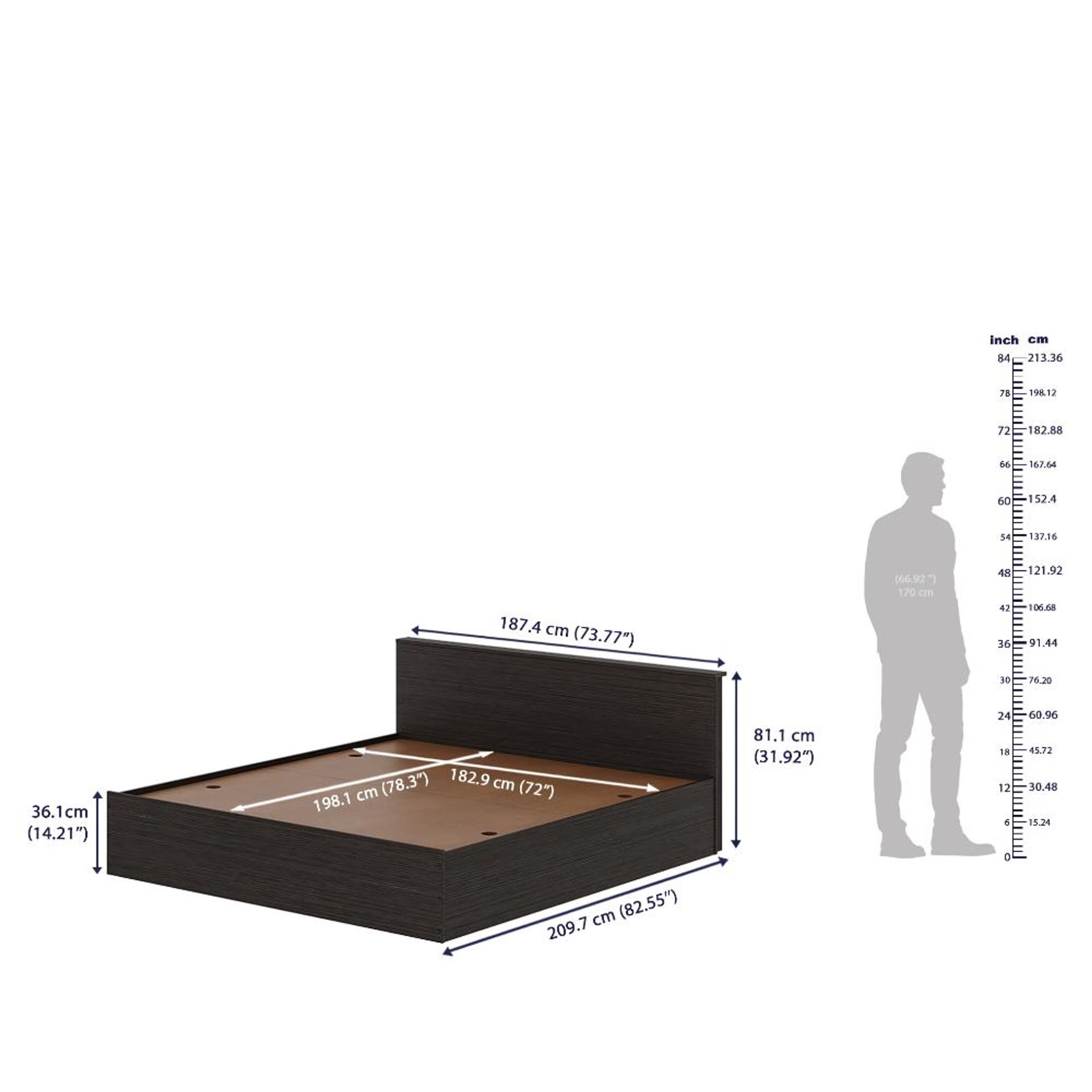 Wakefit Taurus King Storage Engineered Wood Bed - Wenge King - 78" x 72 7 Wakefit Taurus King Storage Engineered Wood Bed - Wenge King - 78" x 72\