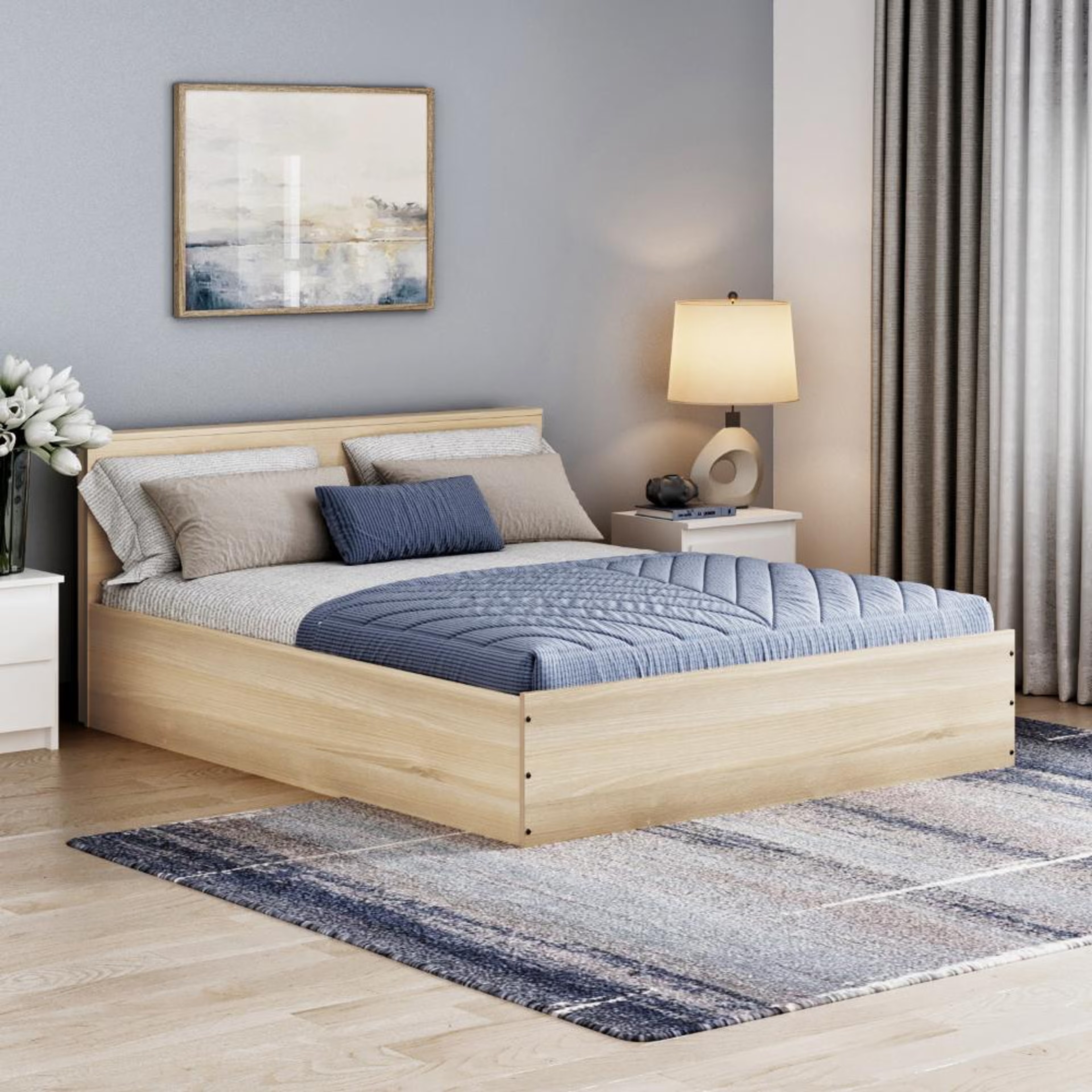 Home 45 Wakefit Taurus Queen Storage Engineered Wood Bed - Mouldou Acacia Queen - 78" x 60\