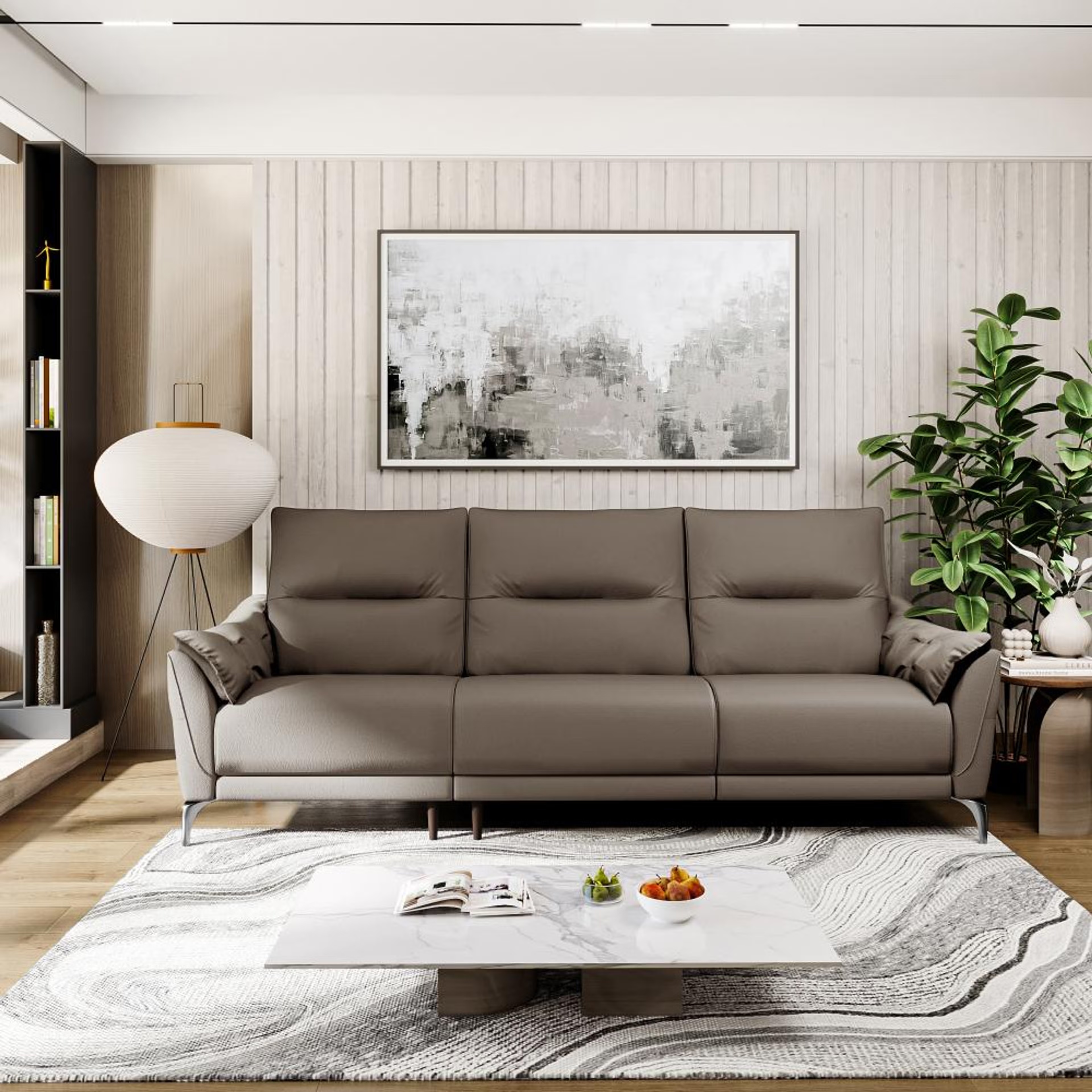 Wakefit Tuvalu Large Sofa Without Motion - Three Seater Regular, Large, Without Motion, 3 Seater, Grey