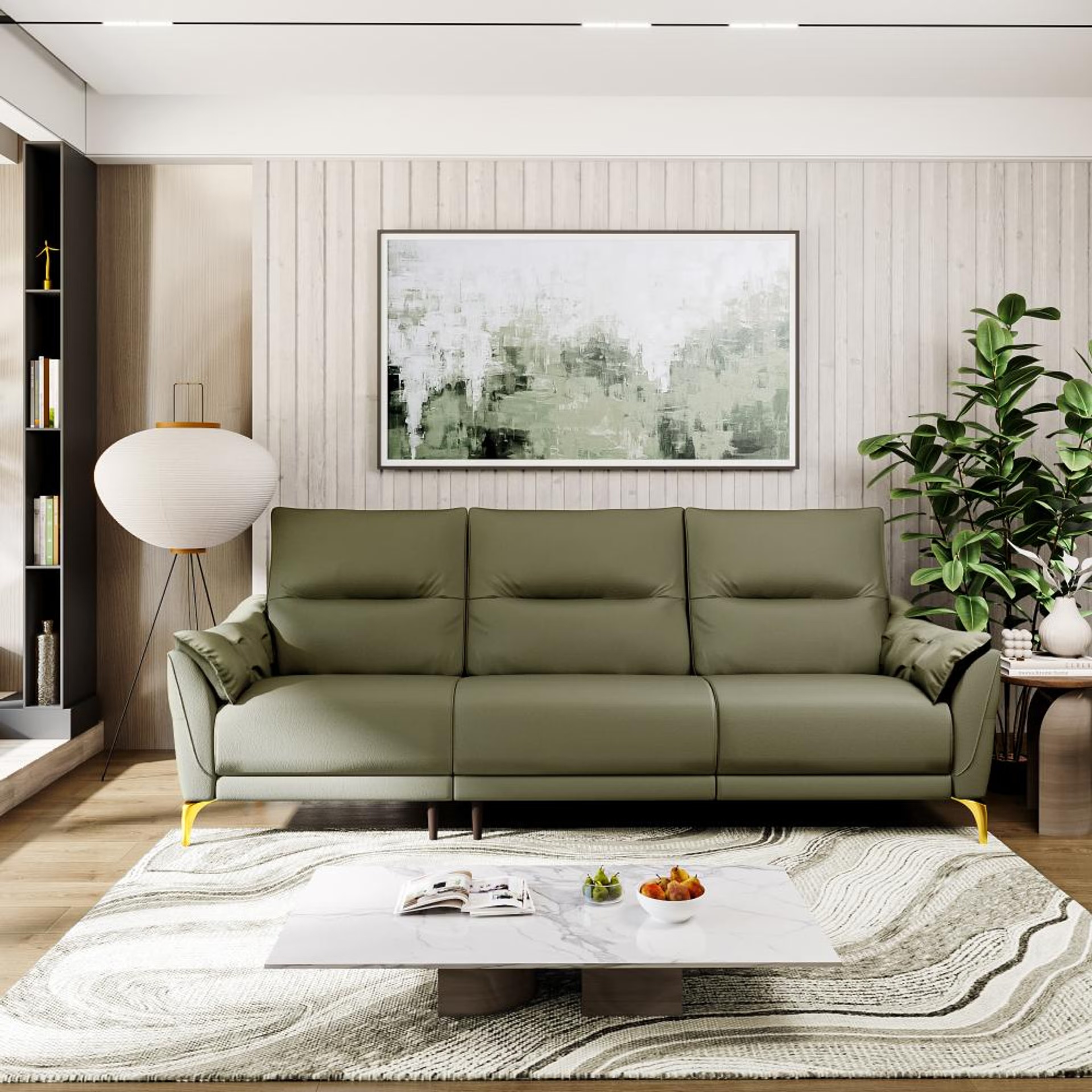 Wakefit Tuvalu Large Sofa Without Motion - Three Seater Regular, Large, Without Motion, 3 Seater, Green