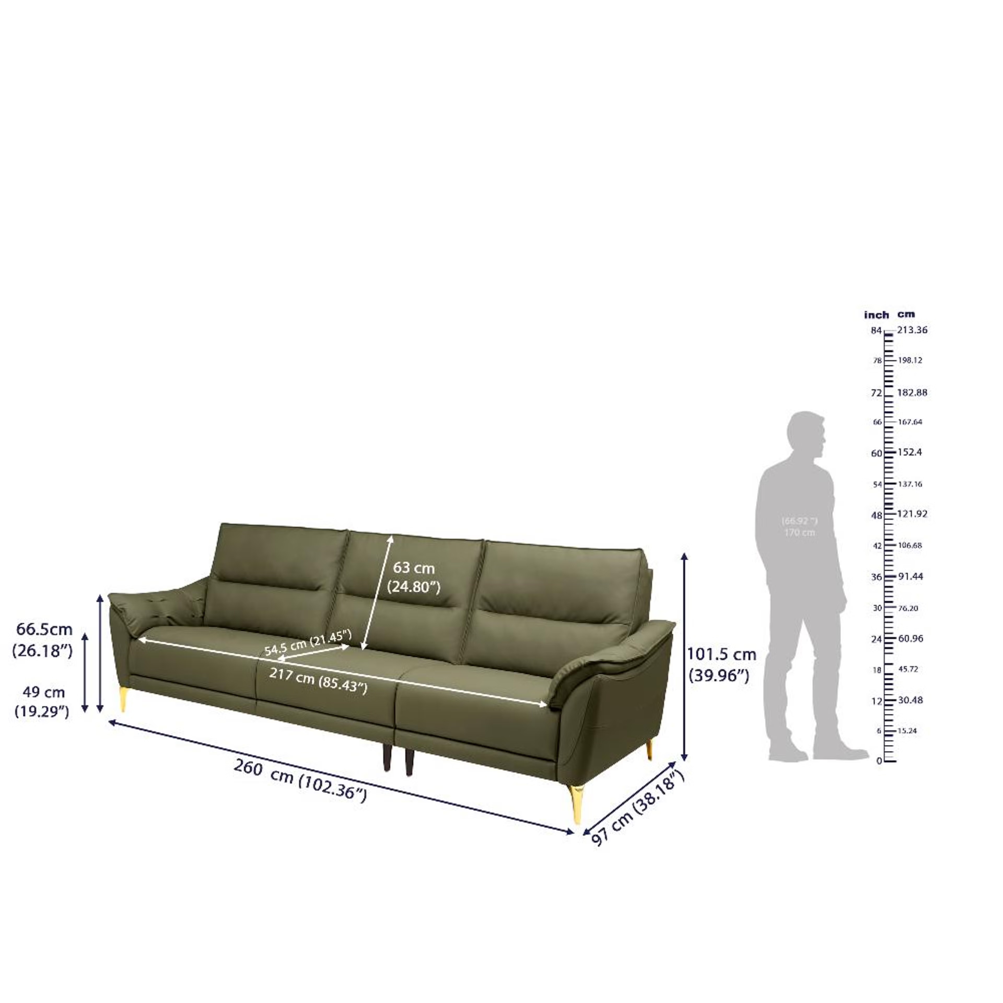 Wakefit Tuvalu Large Sofa Without Motion - Three Seater Regular, Large, Without Motion, 3 Seater, Green 8 Wakefit Tuvalu Large Sofa Without Motion - Three Seater Regular, Large, Without Motion, 3 Seater, Green