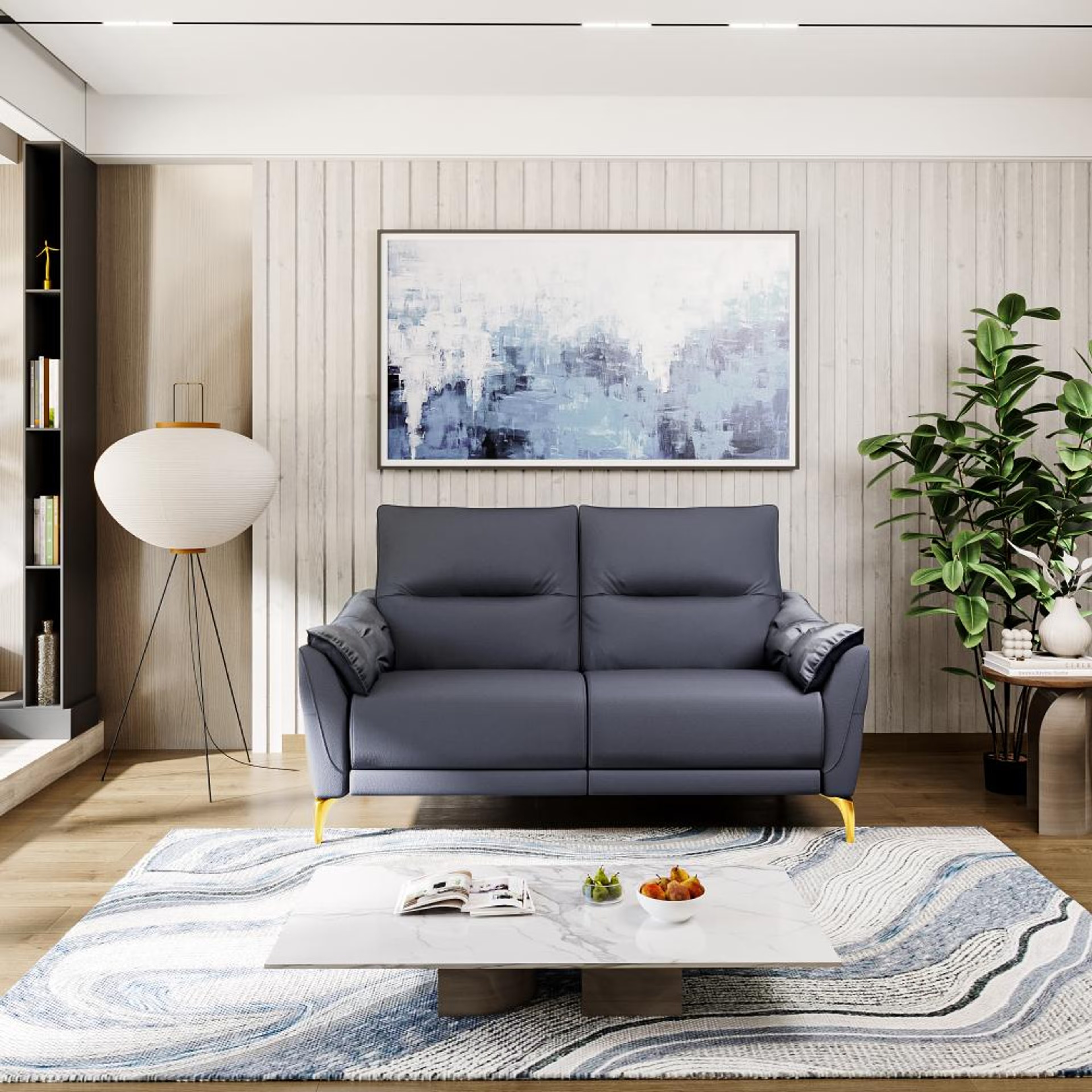 Home 45 Wakefit Tuvalu Large Sofa Without Motion - Two Seater Regular, Large, Without Motion, 2 Seater, Blue