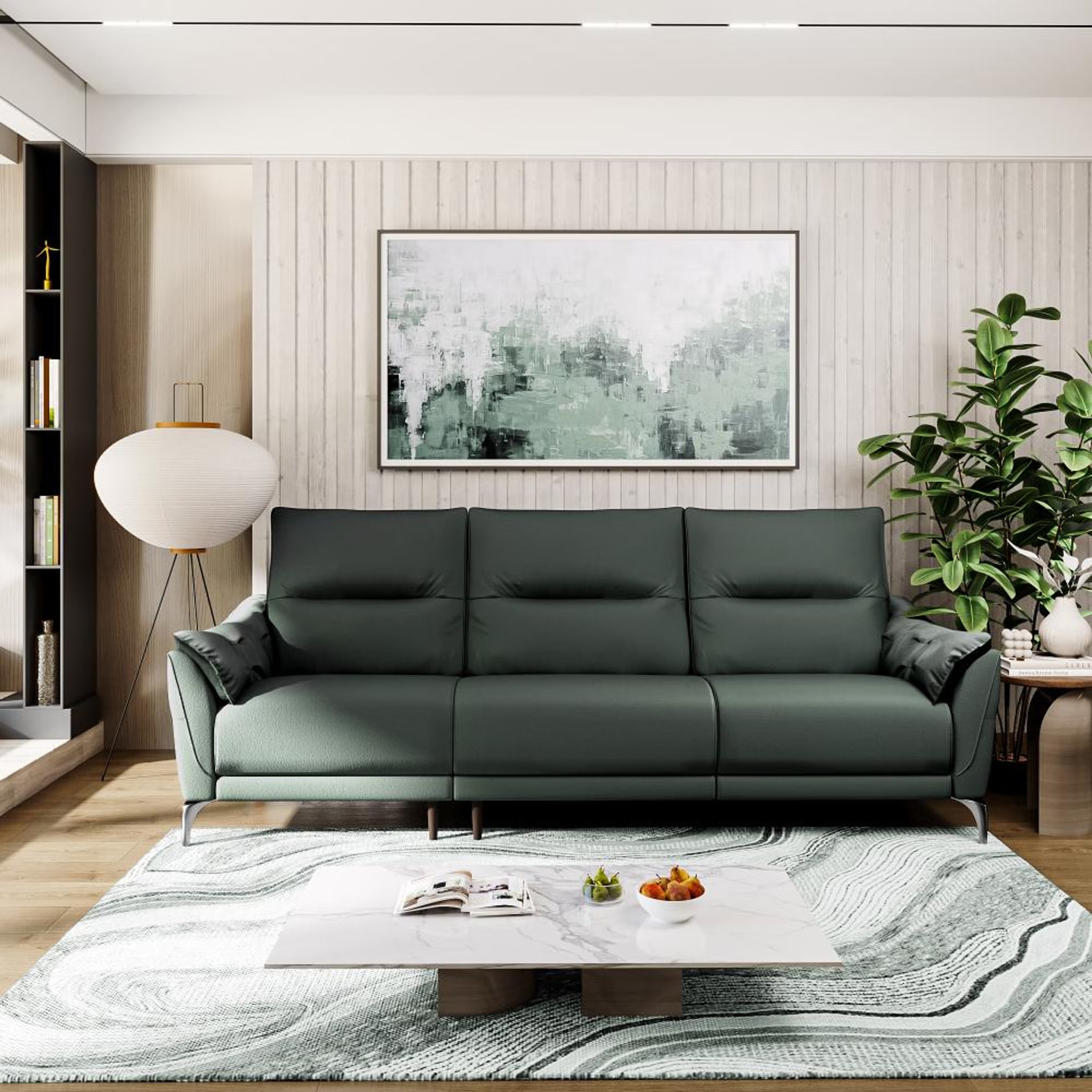 Home 36 Wakefit Tuvalu Large Sofa Without Motion - Three Seater Regular, Large, Without Motion, 3 Seater, Forest Green