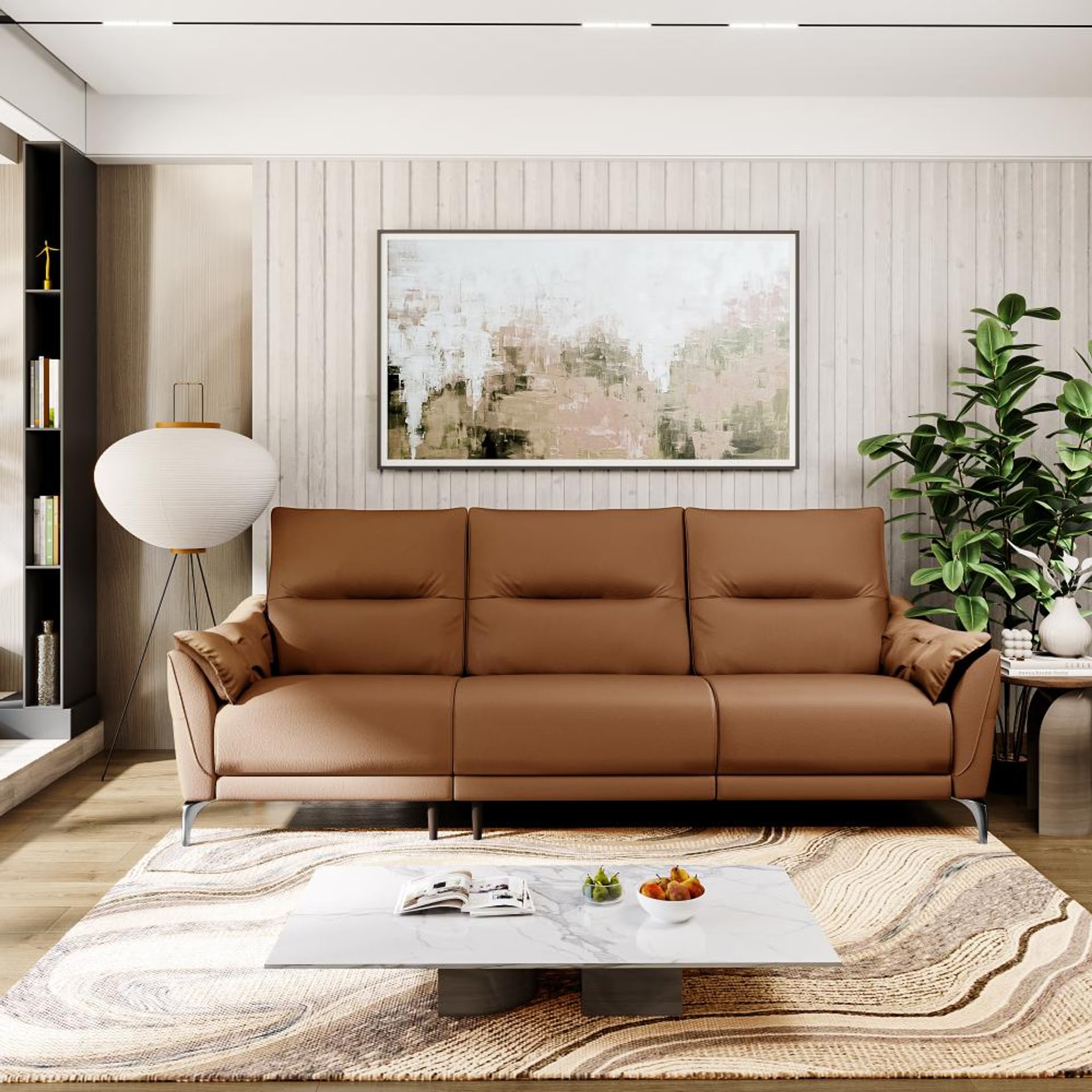 Home 44 Wakefit Tuvalu Large Sofa Without Motion - Three Seater Regular, Large, Without Motion, 3 Seater, Brown