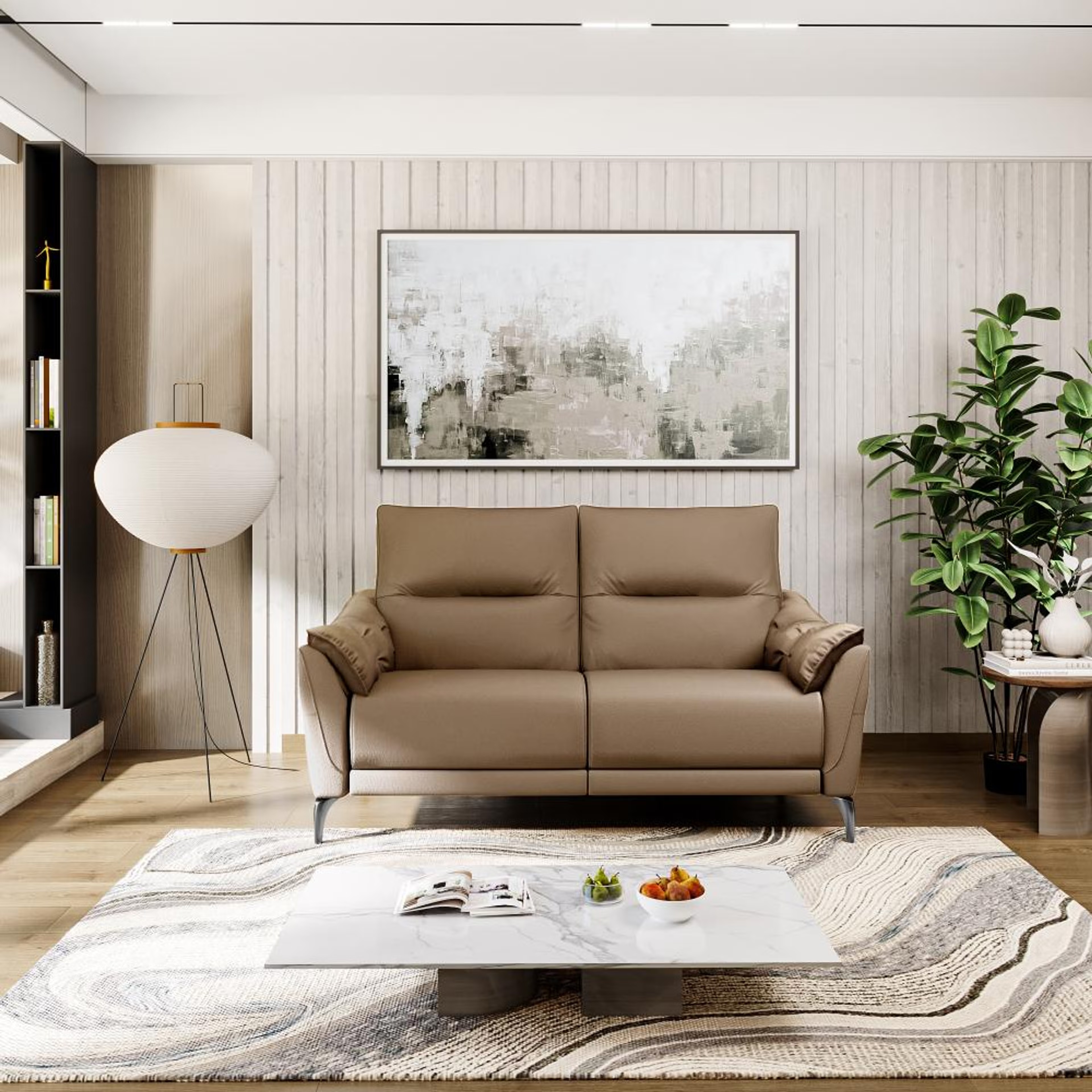 Wakefit Tuvalu Large Sofa Without Motion - Two Seater Regular, Large, Without Motion, 2 Seater, Cappuccino