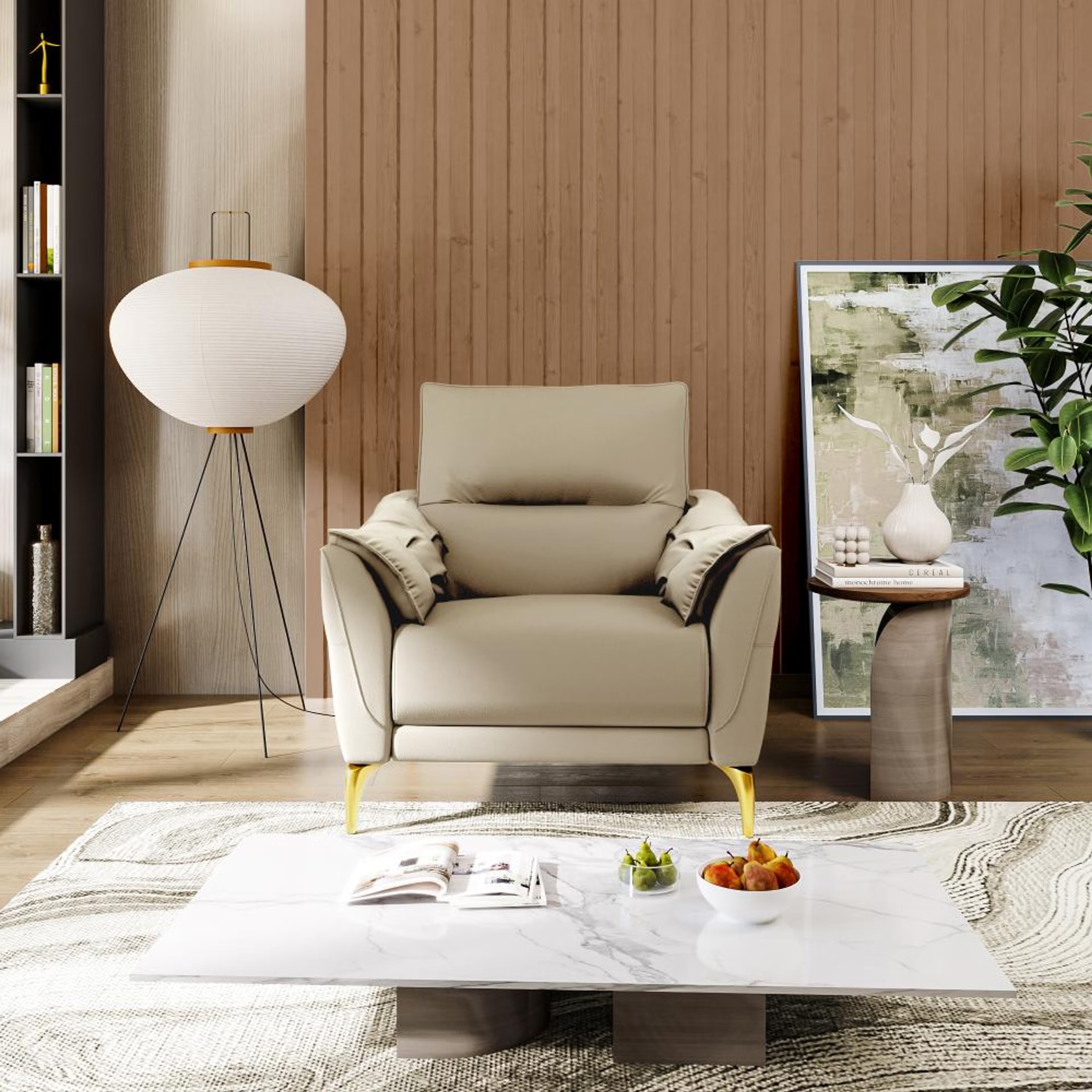 Home 34 Wakefit Tuvalu Large Sofa Without Motion - Single Seater Regular, Large, Without Motion, 1 Seater, Beige