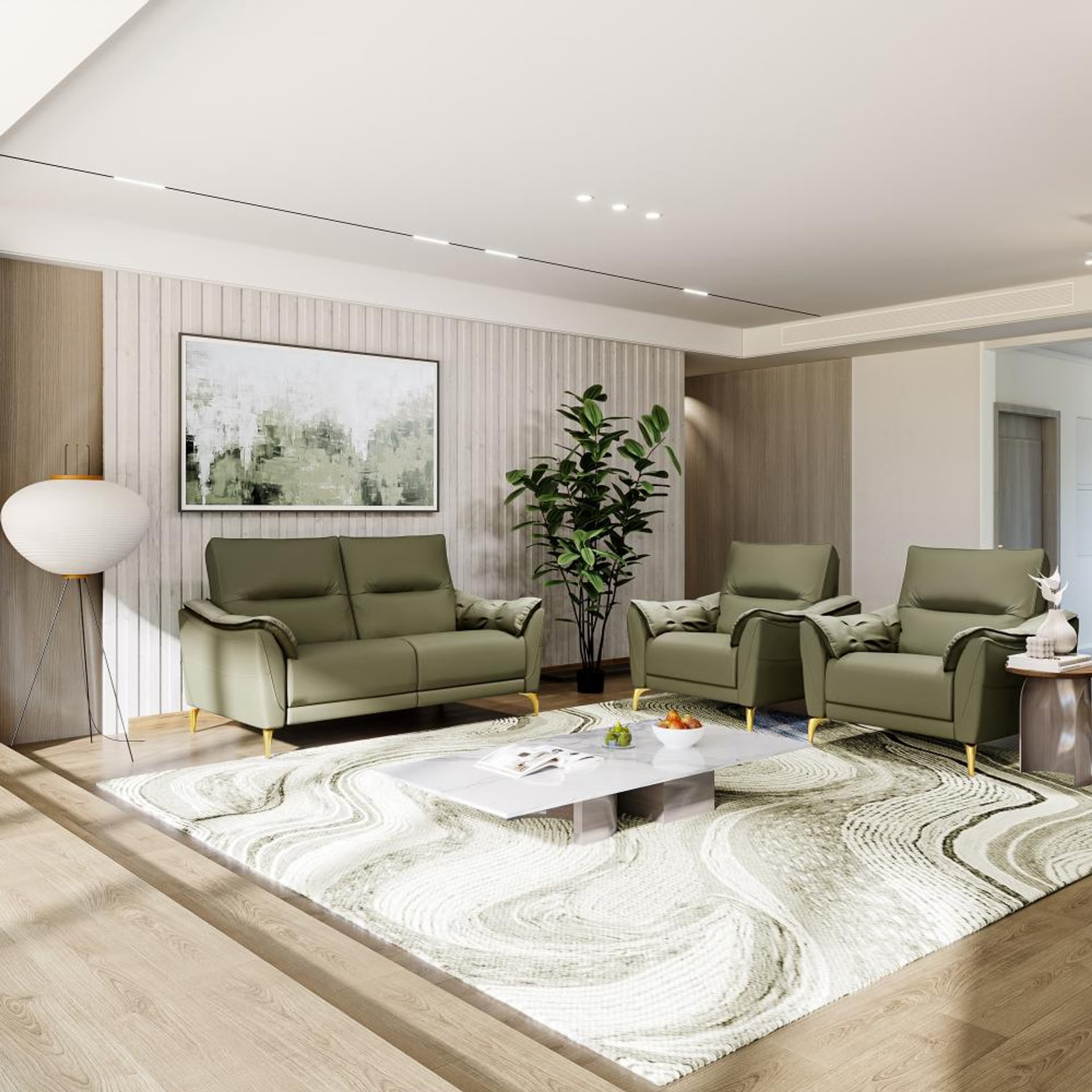 Home 31 Wakefit Tuvalu Large Without Motion Sofa Set (2+1+1) Seater Regular, Large, Without Motion, Set (2+1+1), Green