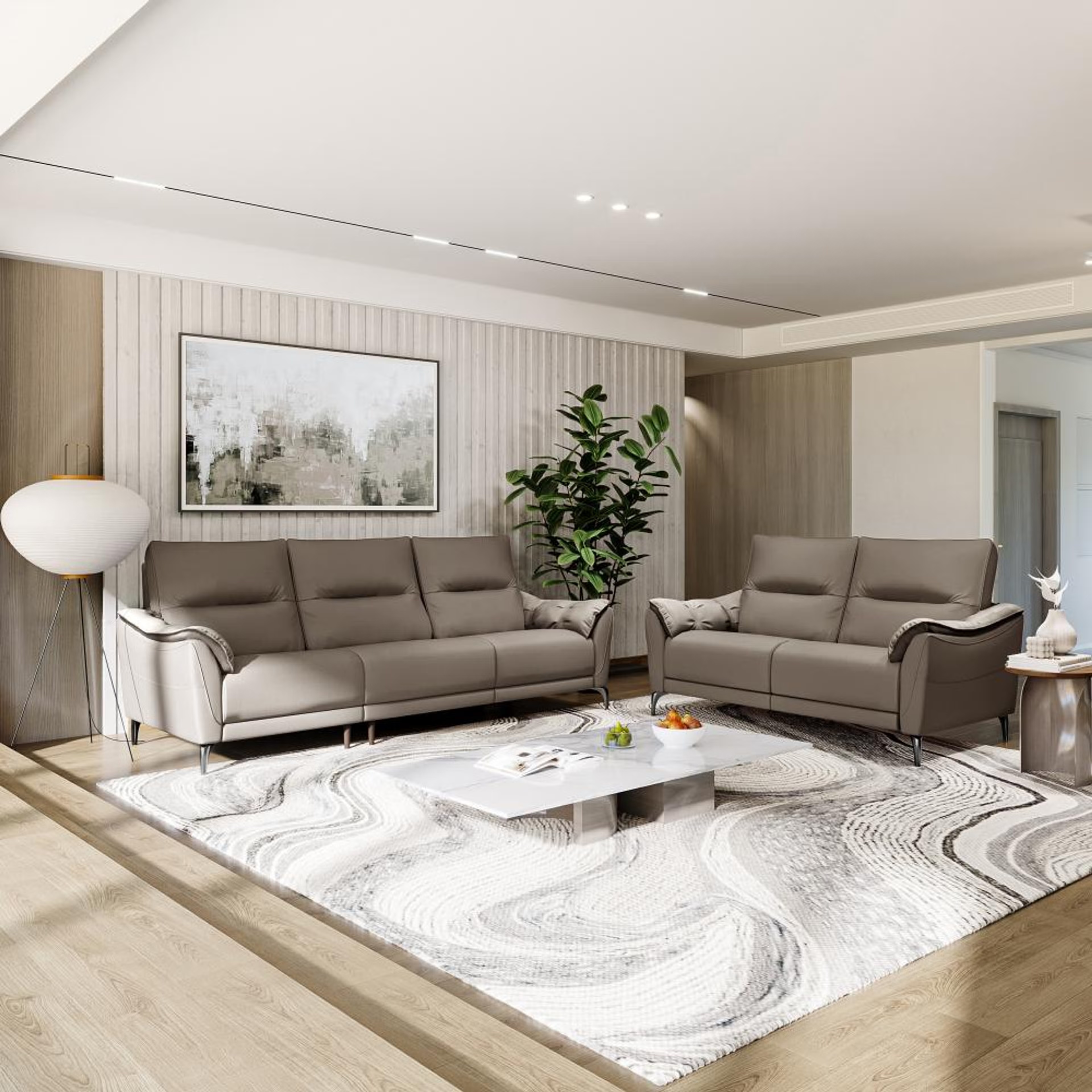 Wakefit Tuvalu Large Without Motion Sofa Set (3+2) Seater Regular, Large, Without Motion, Set (3+2), Grey