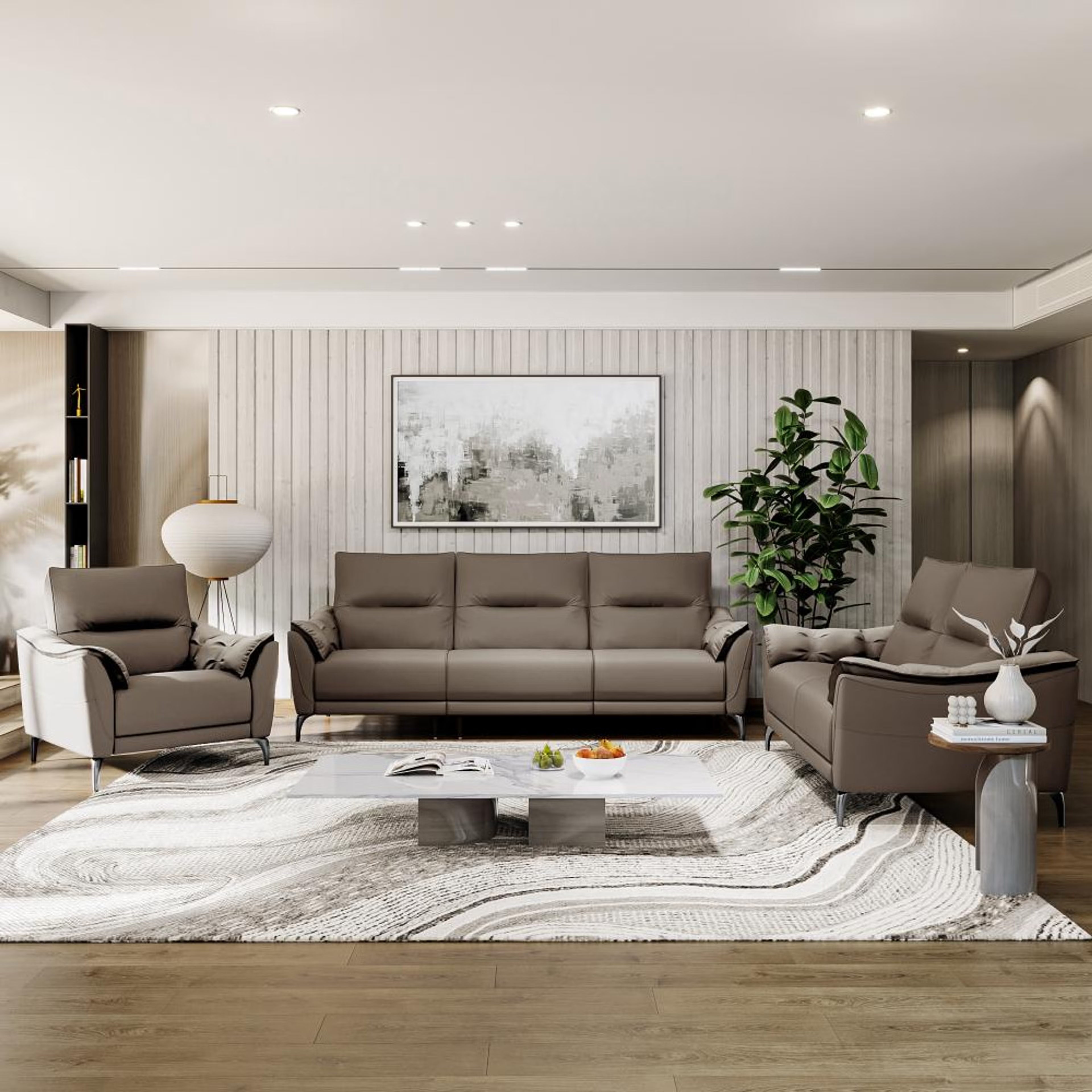 Home 25 Wakefit Tuvalu Large Without Motion Sofa Set (3+2+1)Seater Regular, Large, Without Motion, Set (3+2+1), Grey