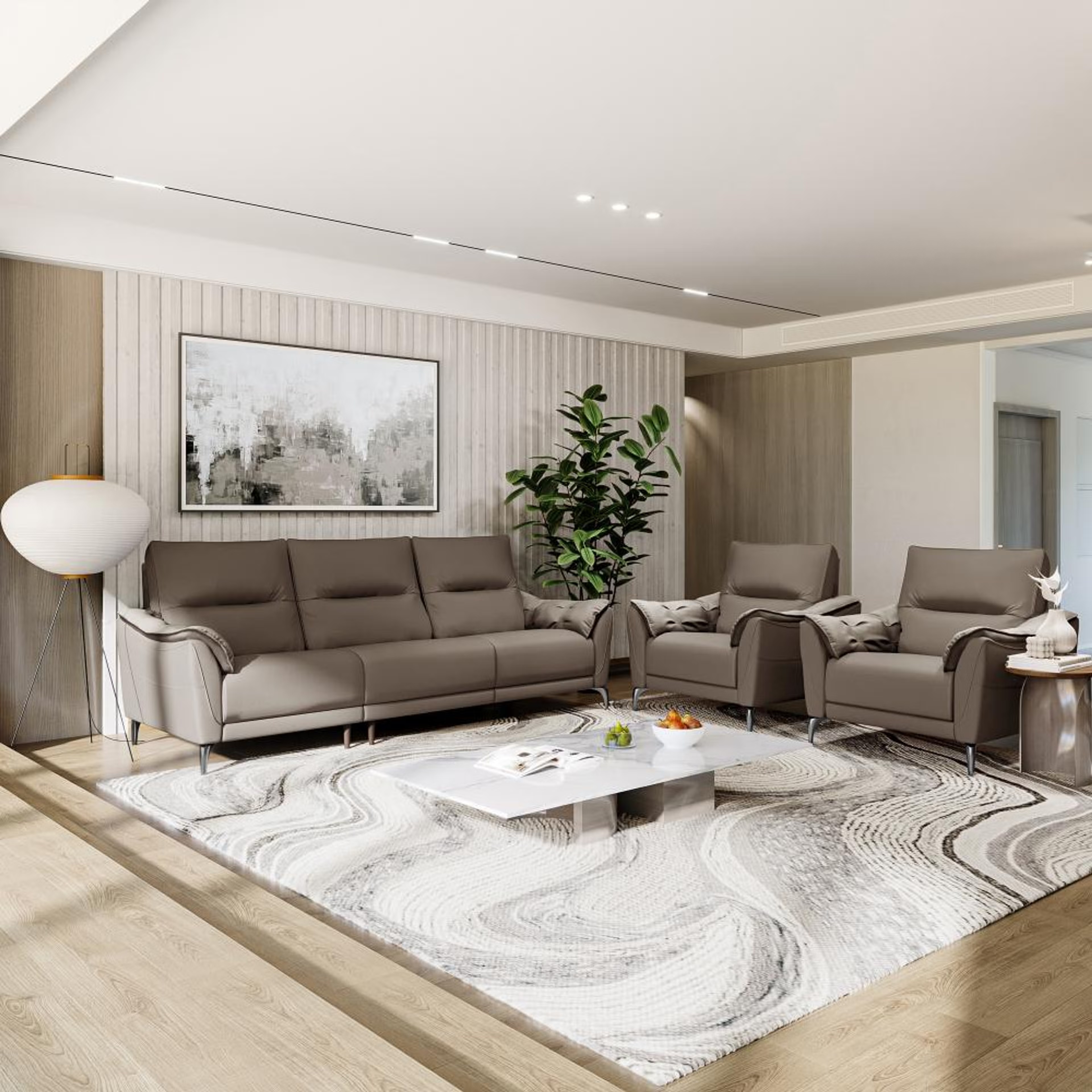 Wakefit Tuvalu Large Without Motion Sofa Set (3+1+1) Seater Regular, Large, Without Motion, Set (3+1+1), Grey