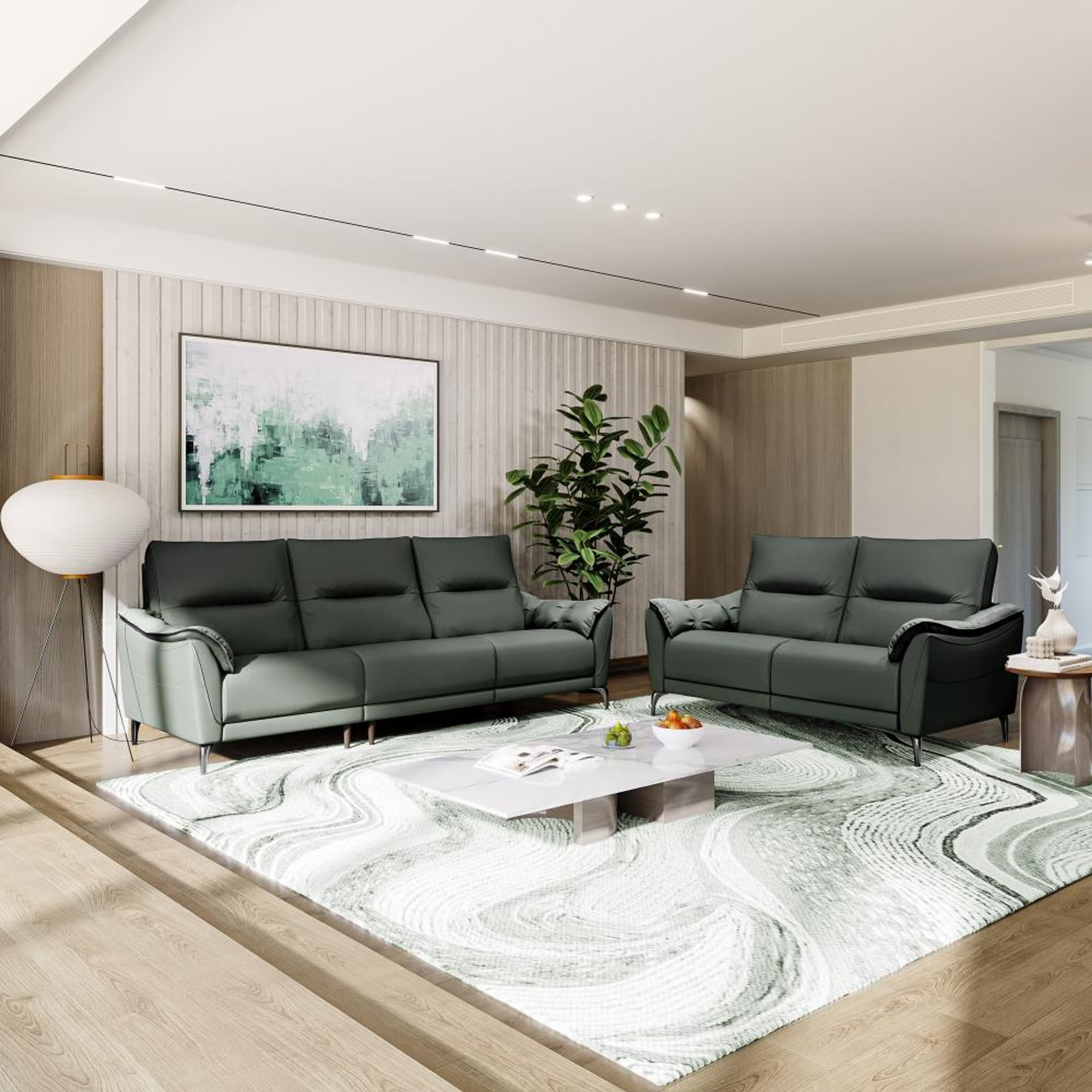 Home 25 Wakefit Tuvalu Large Without Motion Sofa Set (3+2) Seater Regular, Large, Without Motion, Set (3+2), Forest Green