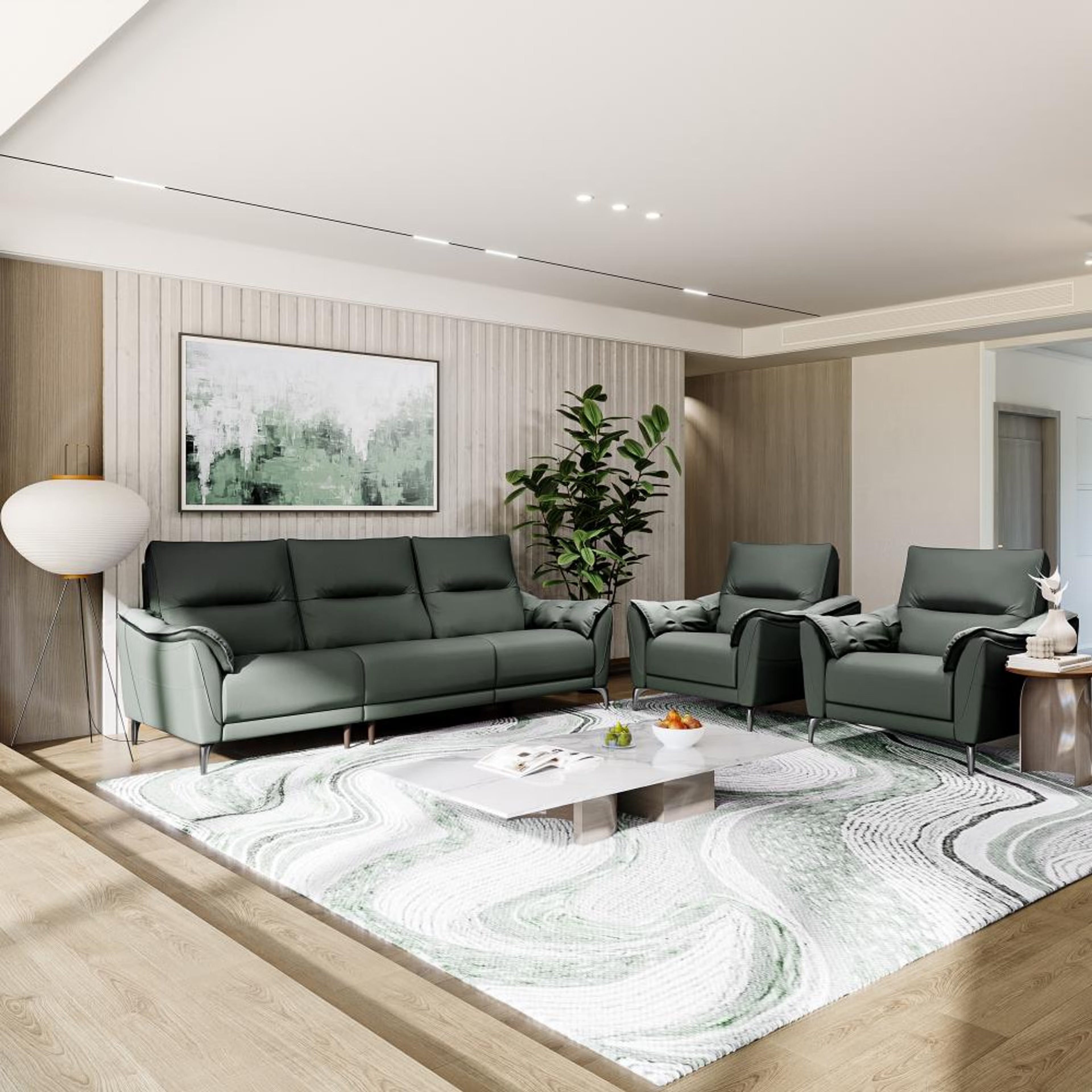 Home 25 Wakefit Tuvalu Large Without Motion Sofa Set (3+1+1) Seater Regular, Large, Without Motion, Set (3+1+1), Forest Green