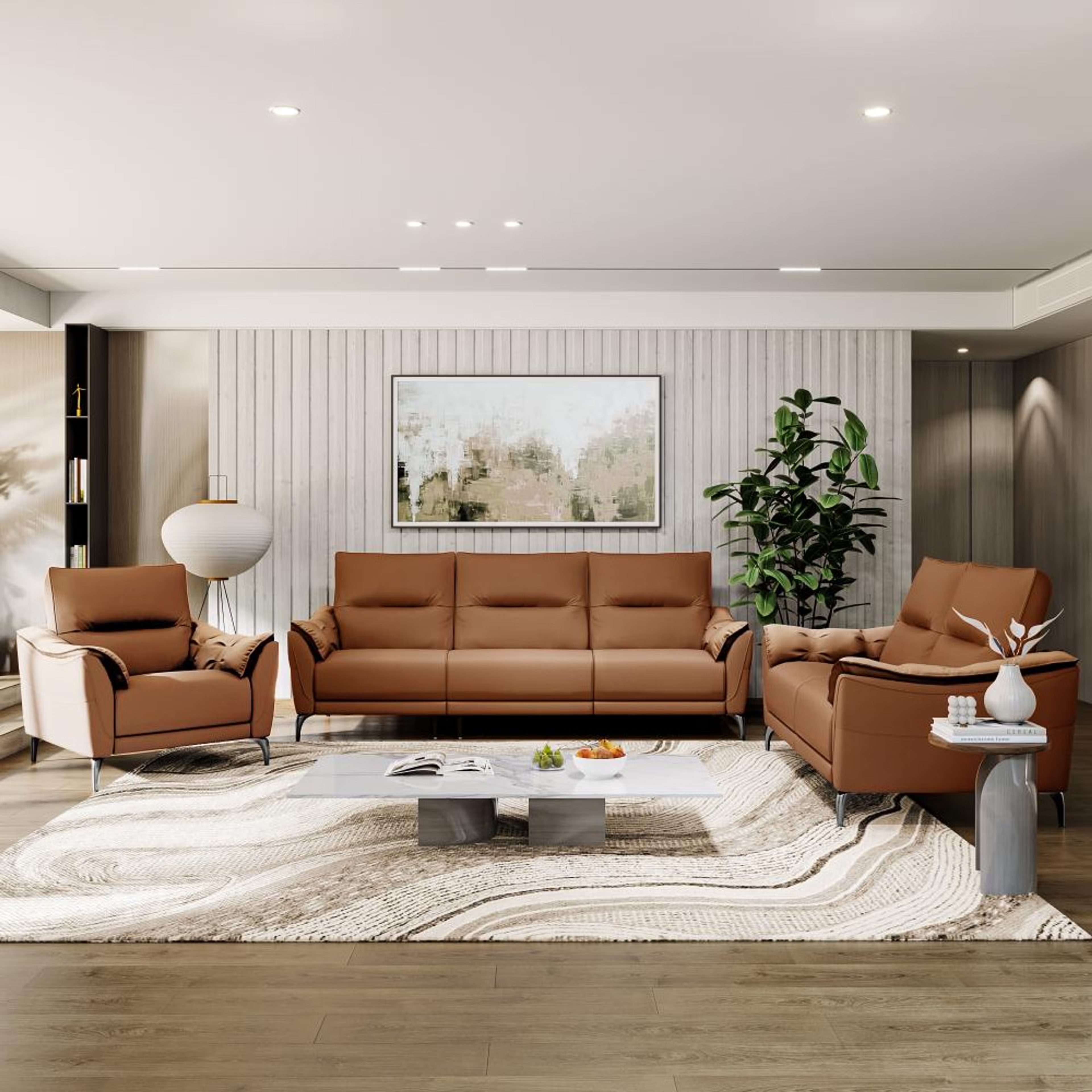 Home 37 Wakefit Tuvalu Large Without Motion Sofa Set (3+2+1)Seater Regular, Large, Without Motion, Set (3+2+1), Brown