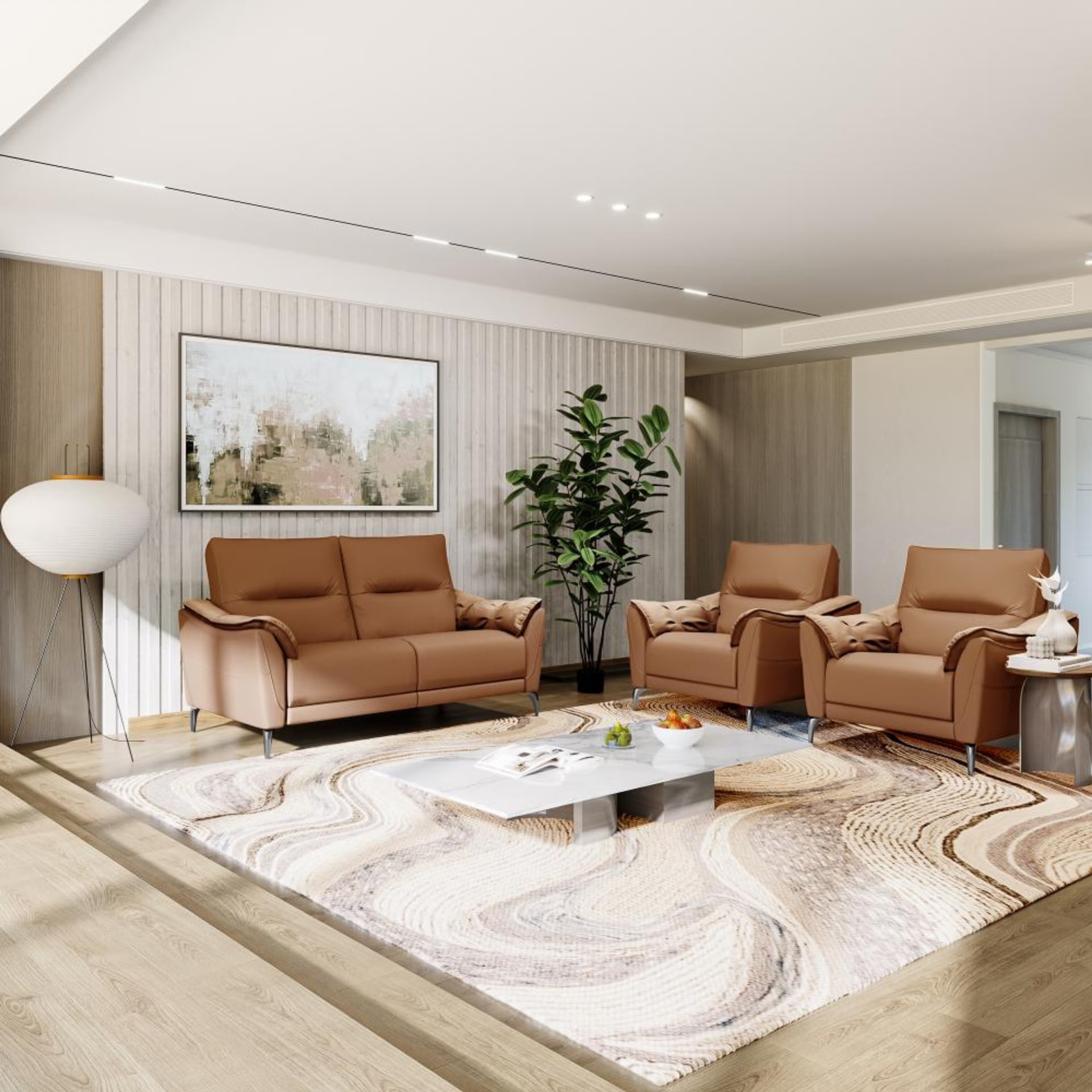 Home 46 Wakefit Tuvalu Large Without Motion Sofa Set (2+1+1) Seater Regular, Large, Without Motion, Set (2+1+1), Brown