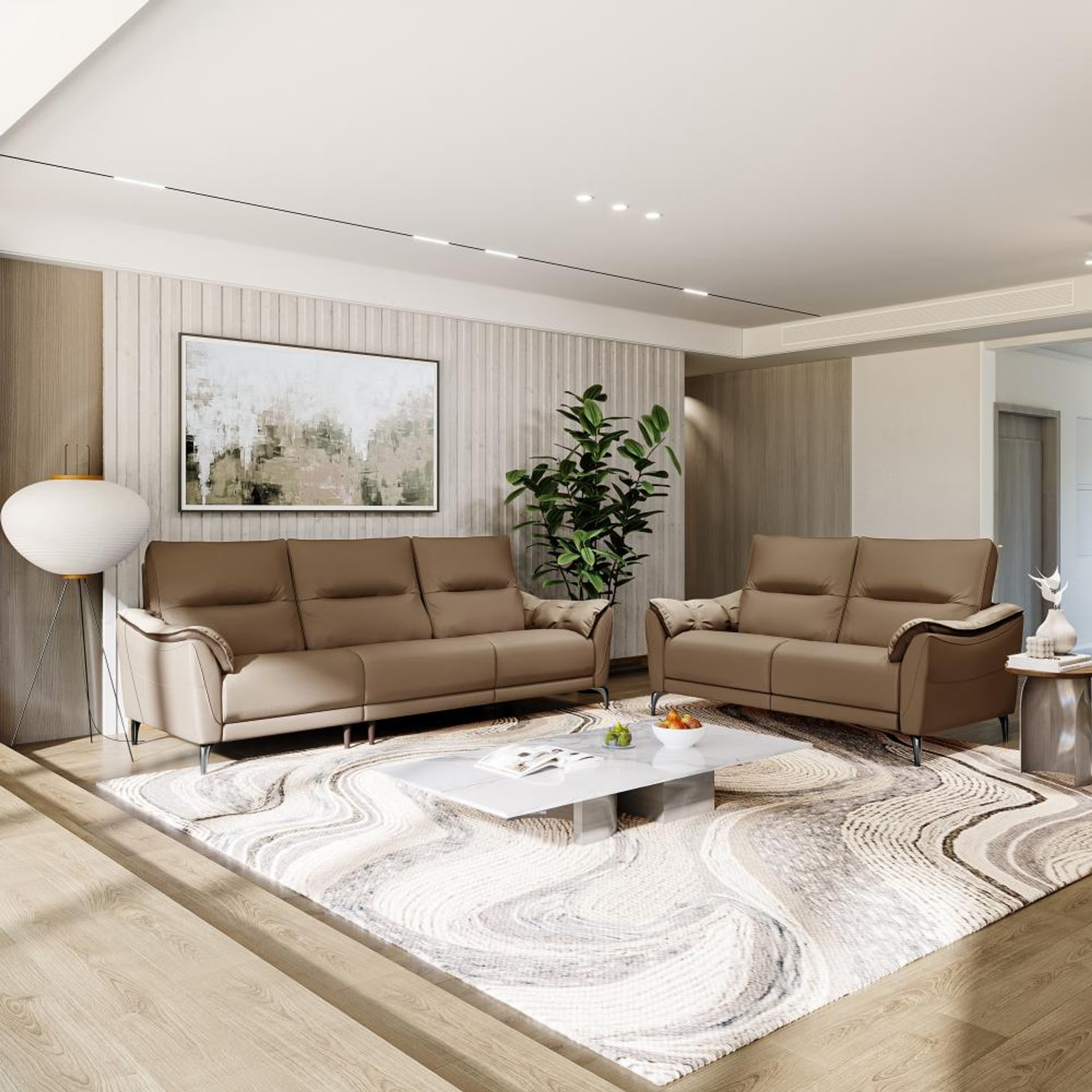 Wakefit Tuvalu Large Without Motion Sofa Set (3+2) Seater Regular, Large, Without Motion, Set (3+2), Cappuccino