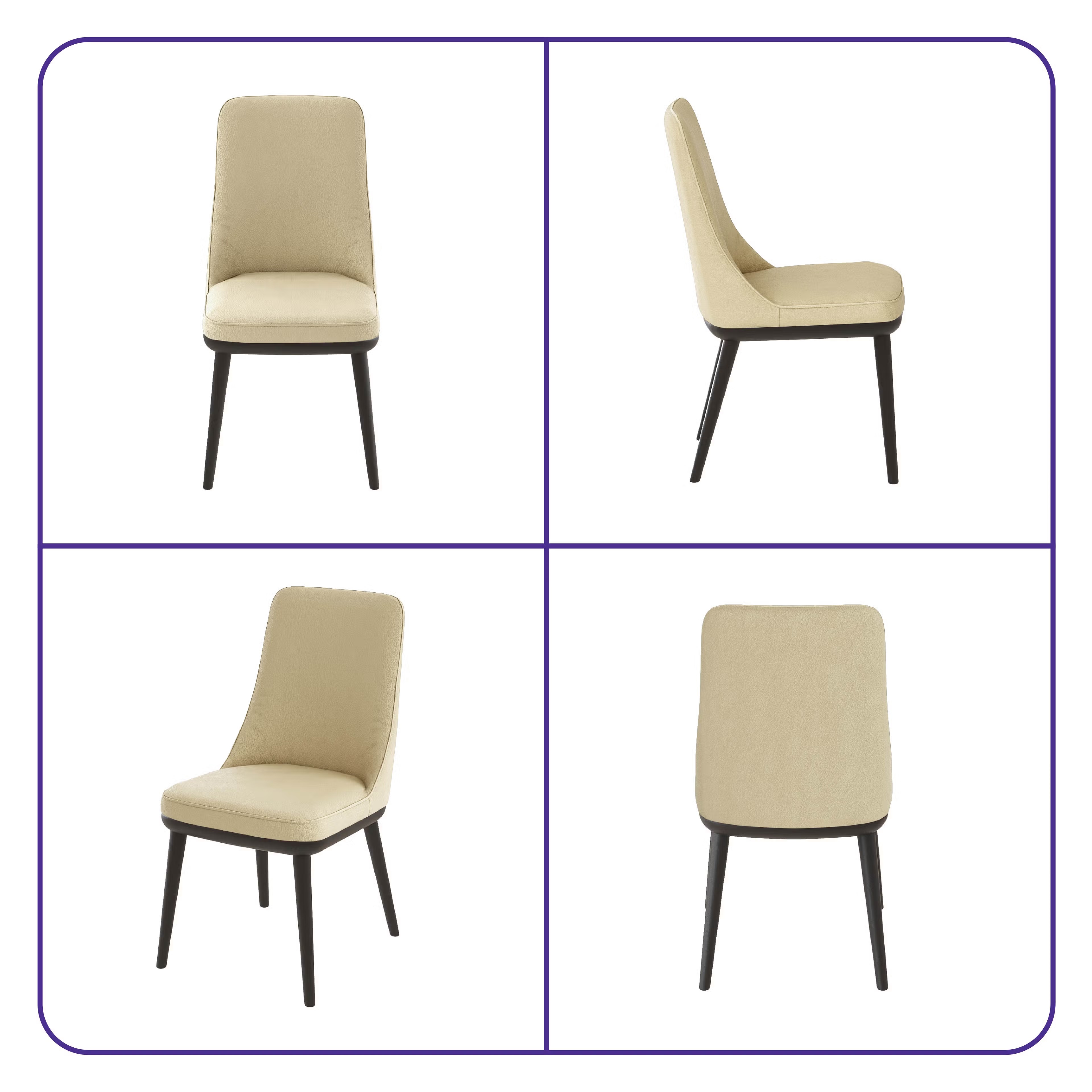 Home 45 Wakefit Kova Dining Chair - Robin Beige With Cushion, Robin Beige, Black