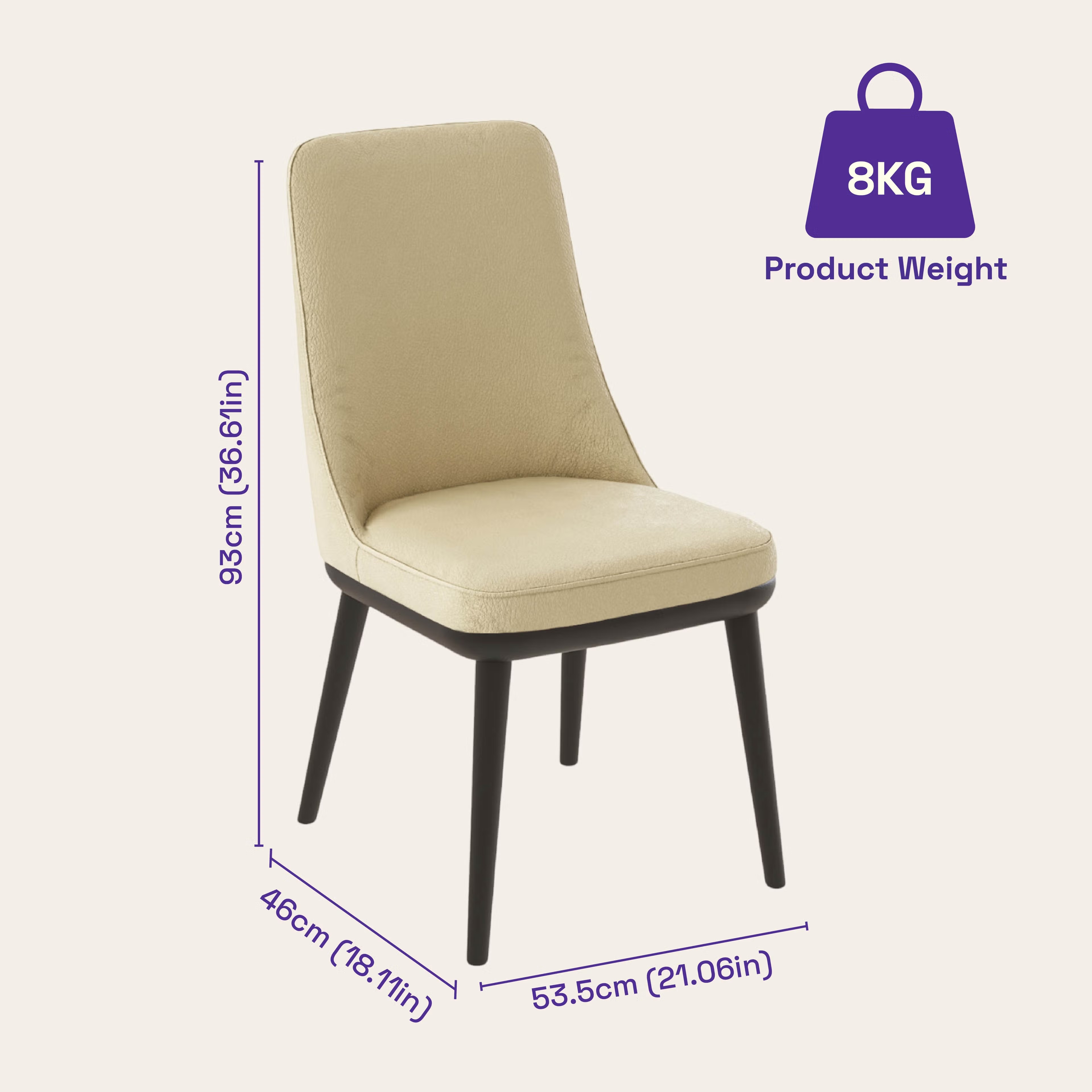 Wakefit Kova Dining Chair - Robin Beige With Cushion, Robin Beige, Black 7 Wakefit Kova Dining Chair - Robin Beige With Cushion, Robin Beige, Black