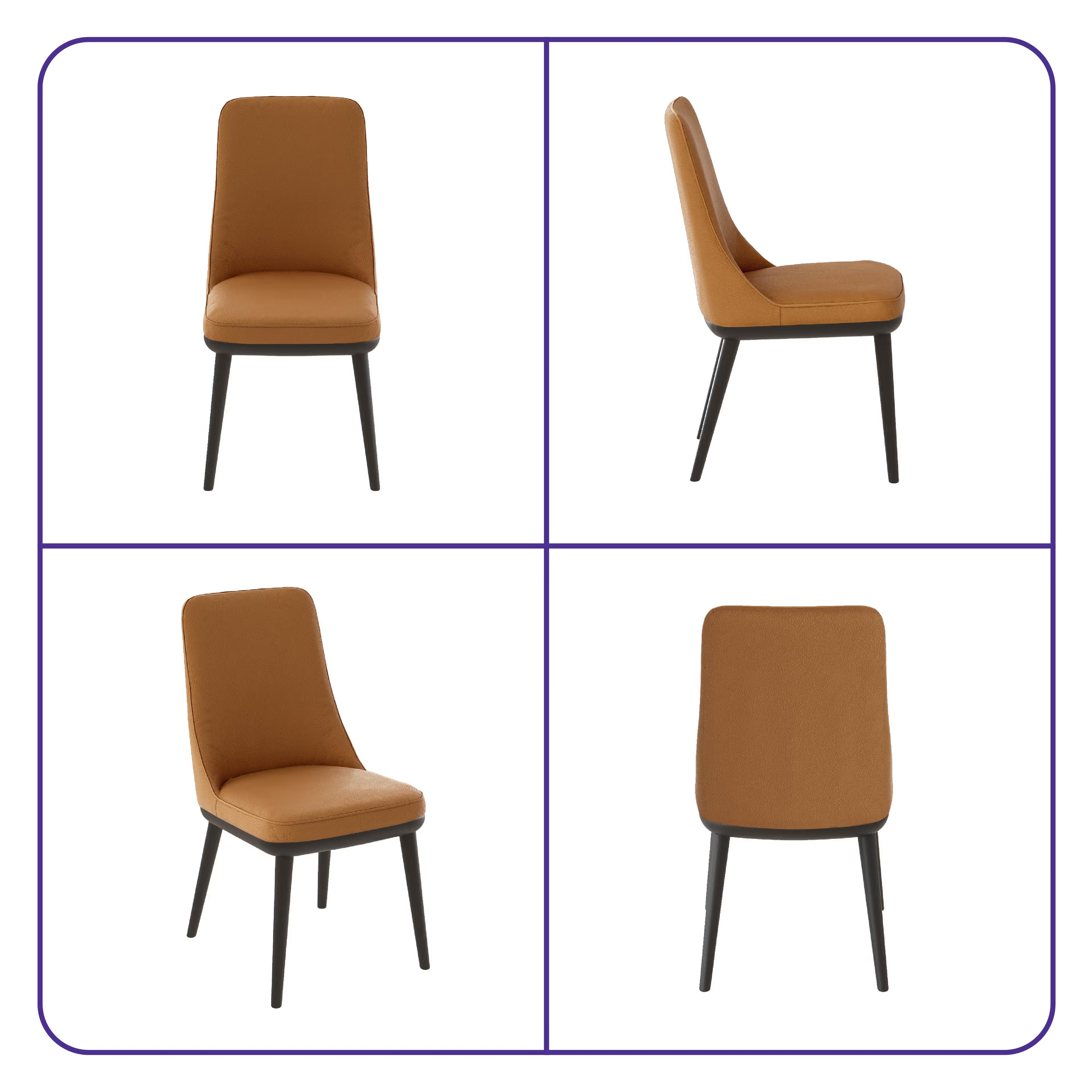 Wakefit Kova Dining Chair - Robin Tan With Cushion, Robin Tan, Black 3 Wakefit Kova Dining Chair - Robin Tan With Cushion, Robin Tan, Black