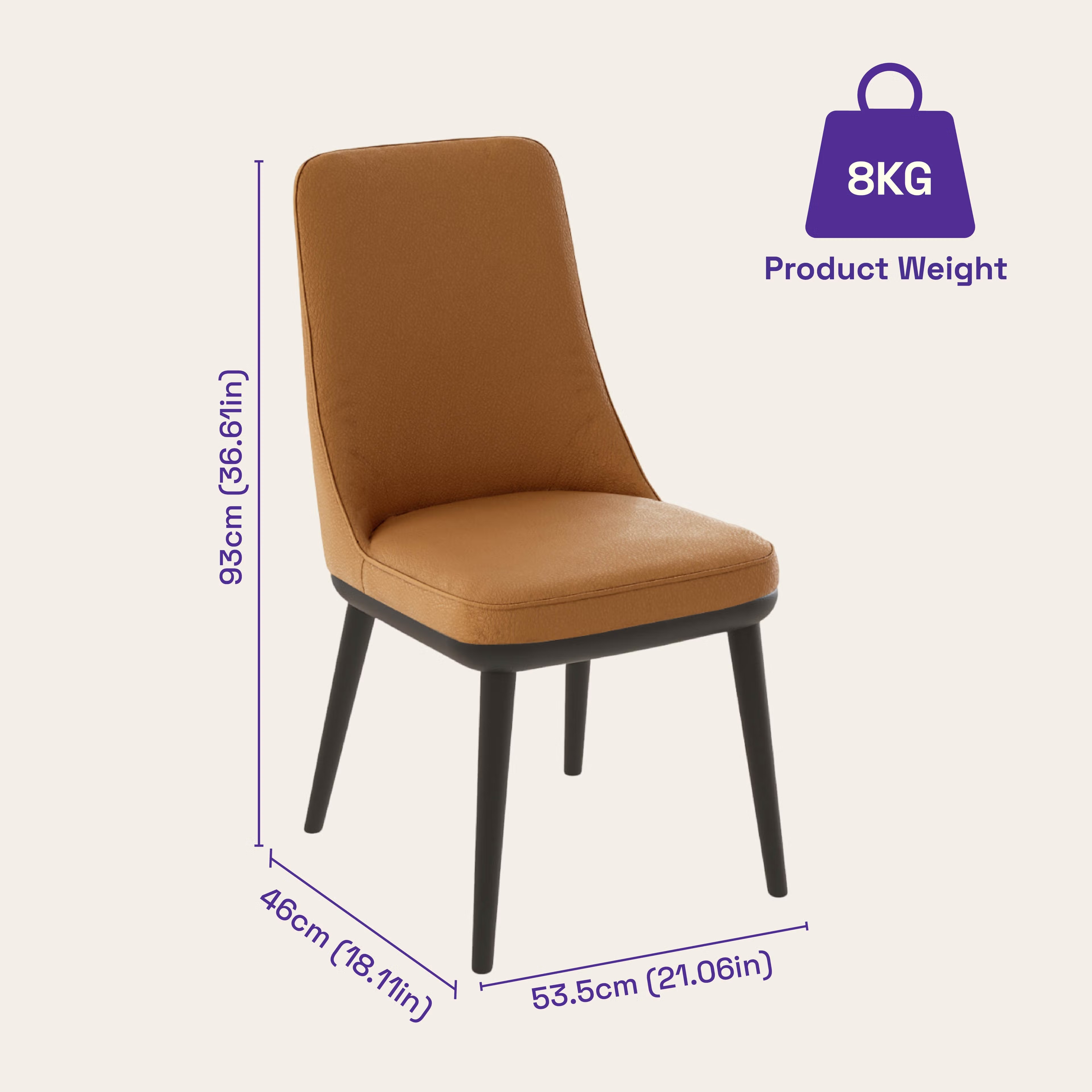 Wakefit Kova Dining Chair - Robin Tan With Cushion, Robin Tan, Black 7 Wakefit Kova Dining Chair - Robin Tan With Cushion, Robin Tan, Black