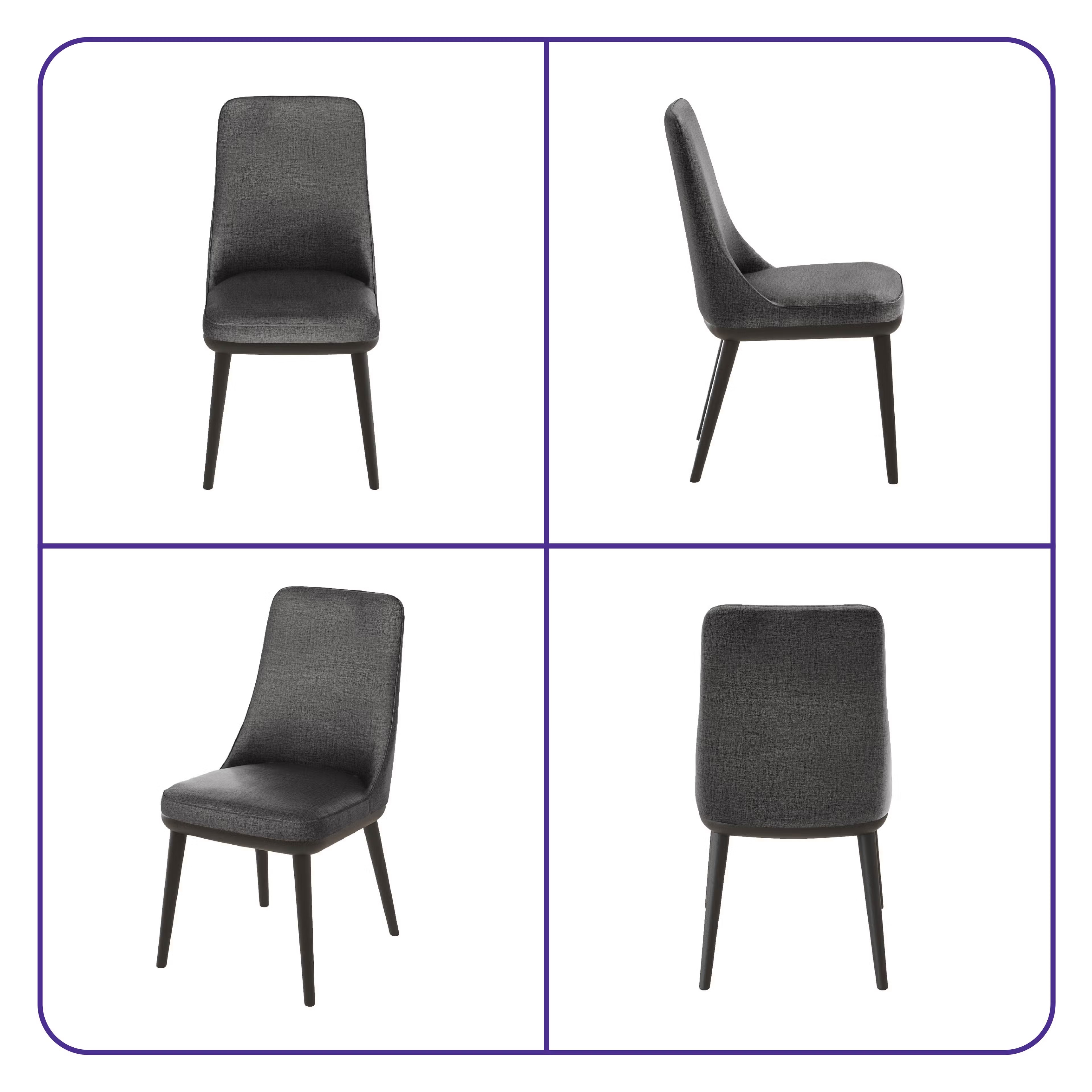 Home 39 Wakefit Kova Dining Chair - Charcoal Grey With Cushion, Charcoal Grey, Black