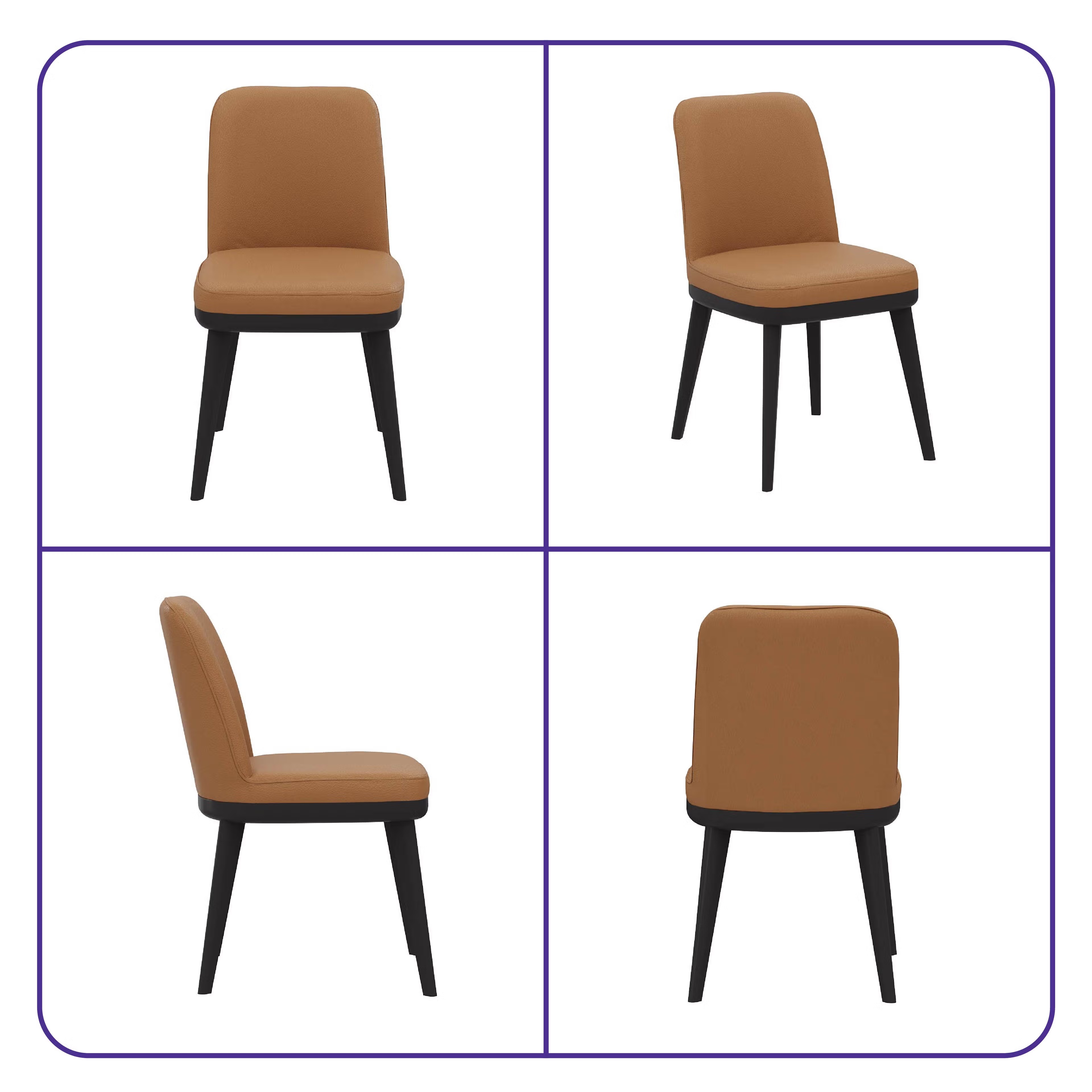 Wakefit Arvia Dining Chair - Robin Tan Without Arm, With Cushion, Robin Tan, Black