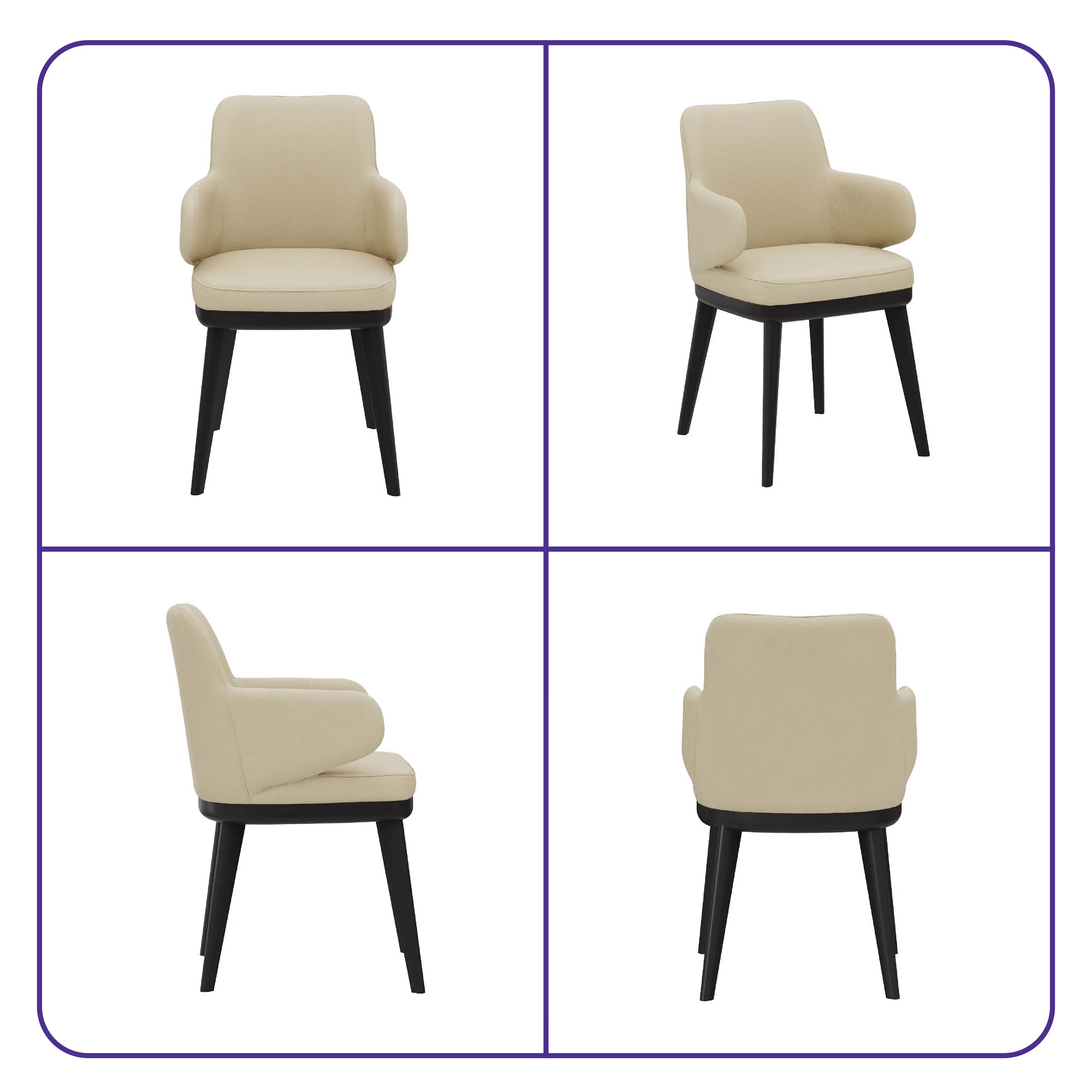 Wakefit Arvia Dining Chair with Arm - Robin Beige With Arm, With Cushion, Robin Beige, Black 3 Wakefit Arvia Dining Chair with Arm - Robin Beige With Arm, With Cushion, Robin Beige, Black
