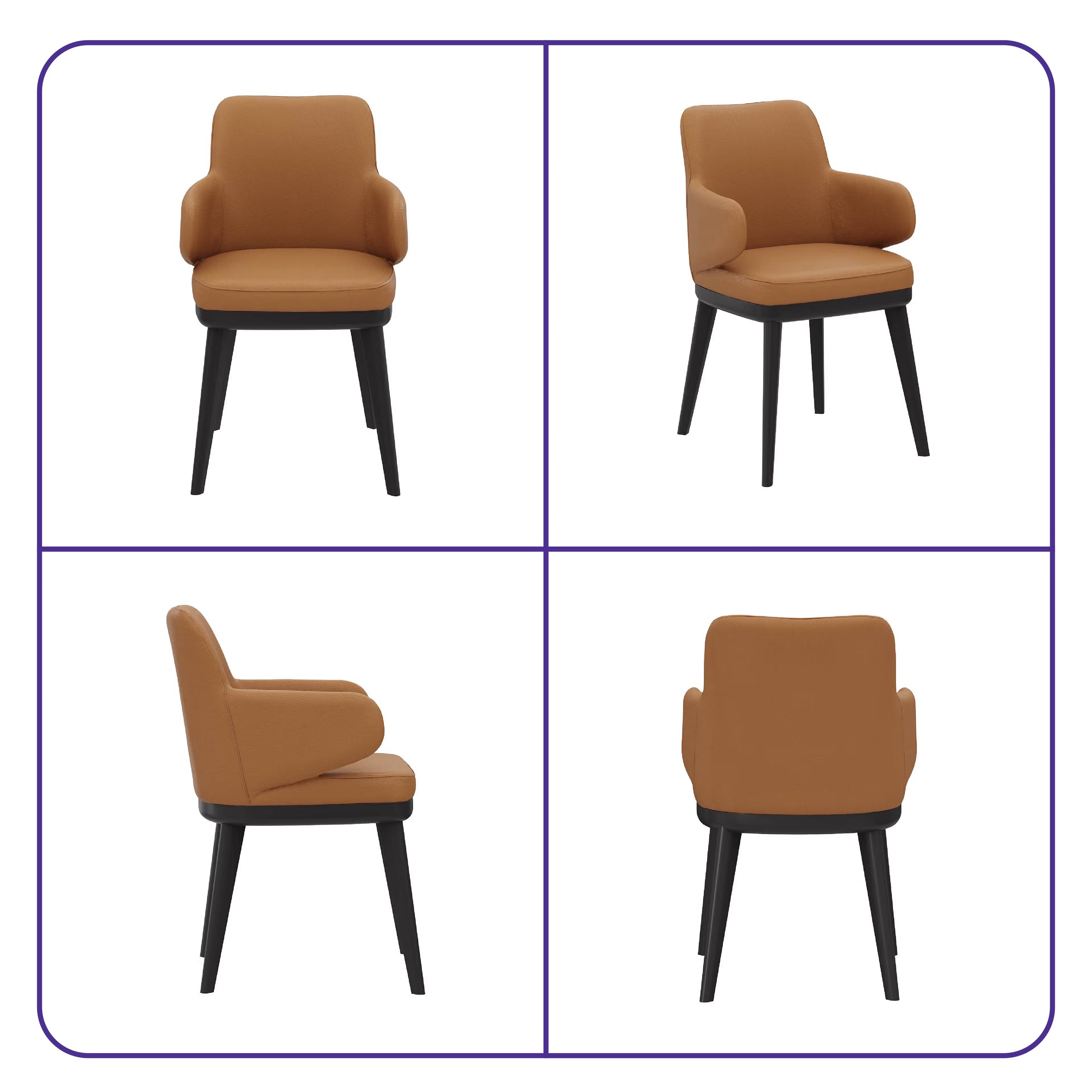 Home 38 Wakefit Arvia Dining Chair with Arm - Robin Tan With Arm, With Cushion, Robin Tan, Black