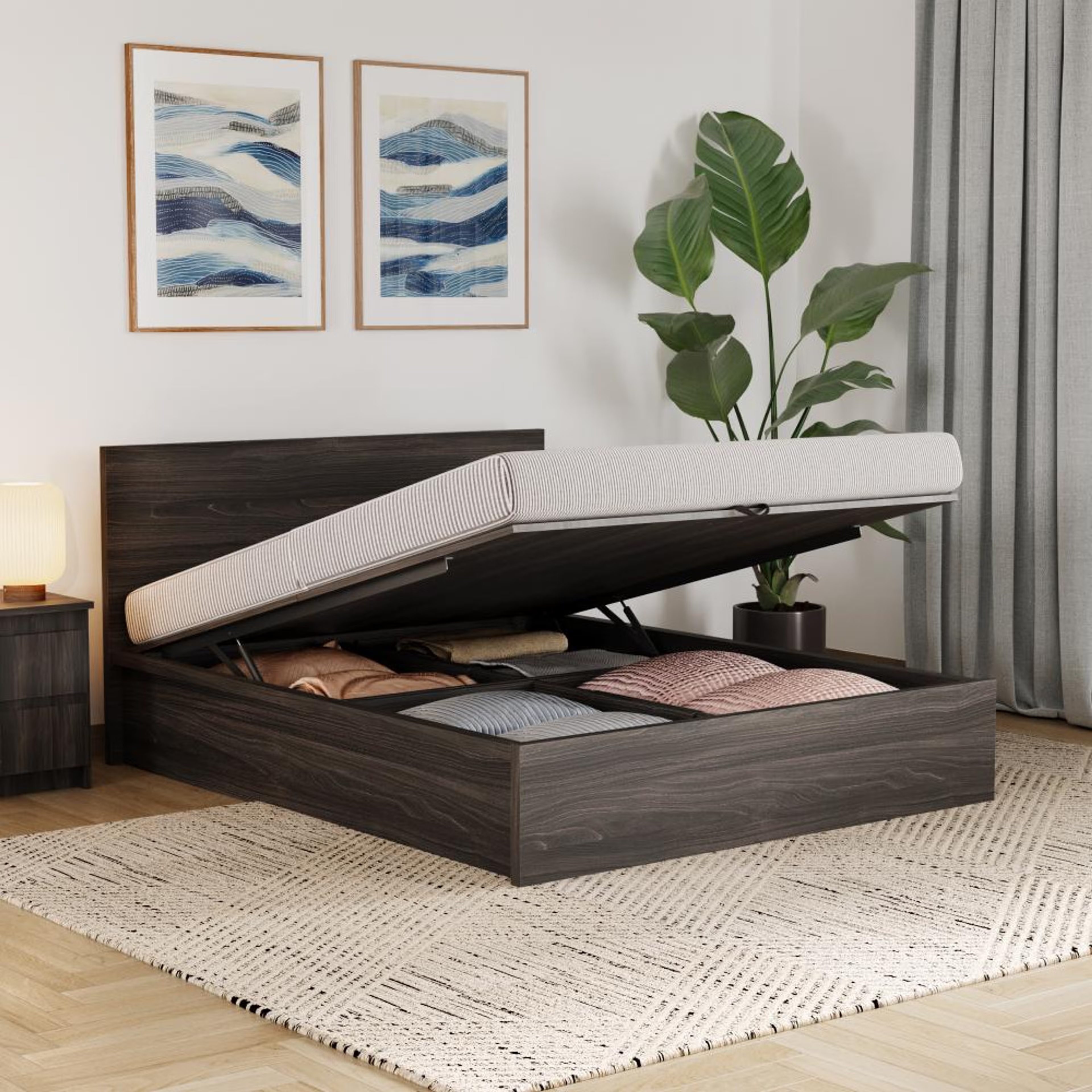 Wakefit Centaur Queen size Storage bed with hydraulic mechanism - Wyoming maple Queen - 78" x 60\
