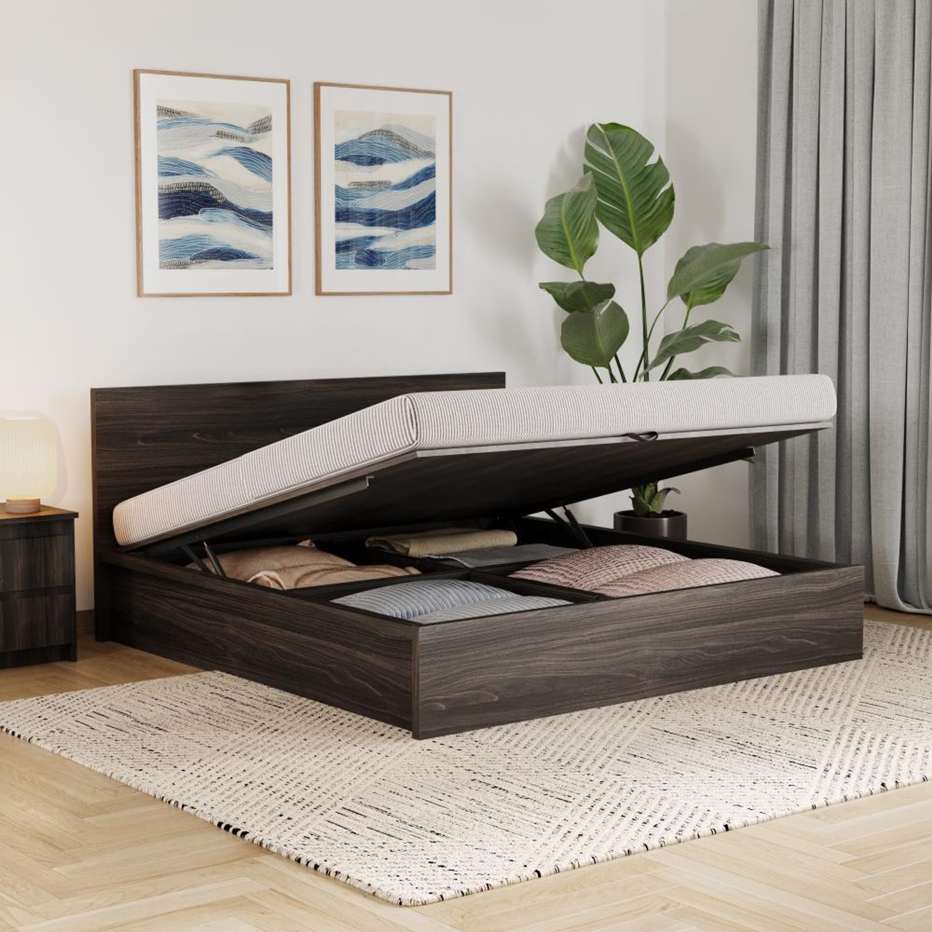 Wakefit Centaur King size Storage bed with hydraulic mechanism - Wyoming maple King - 78" x 72\