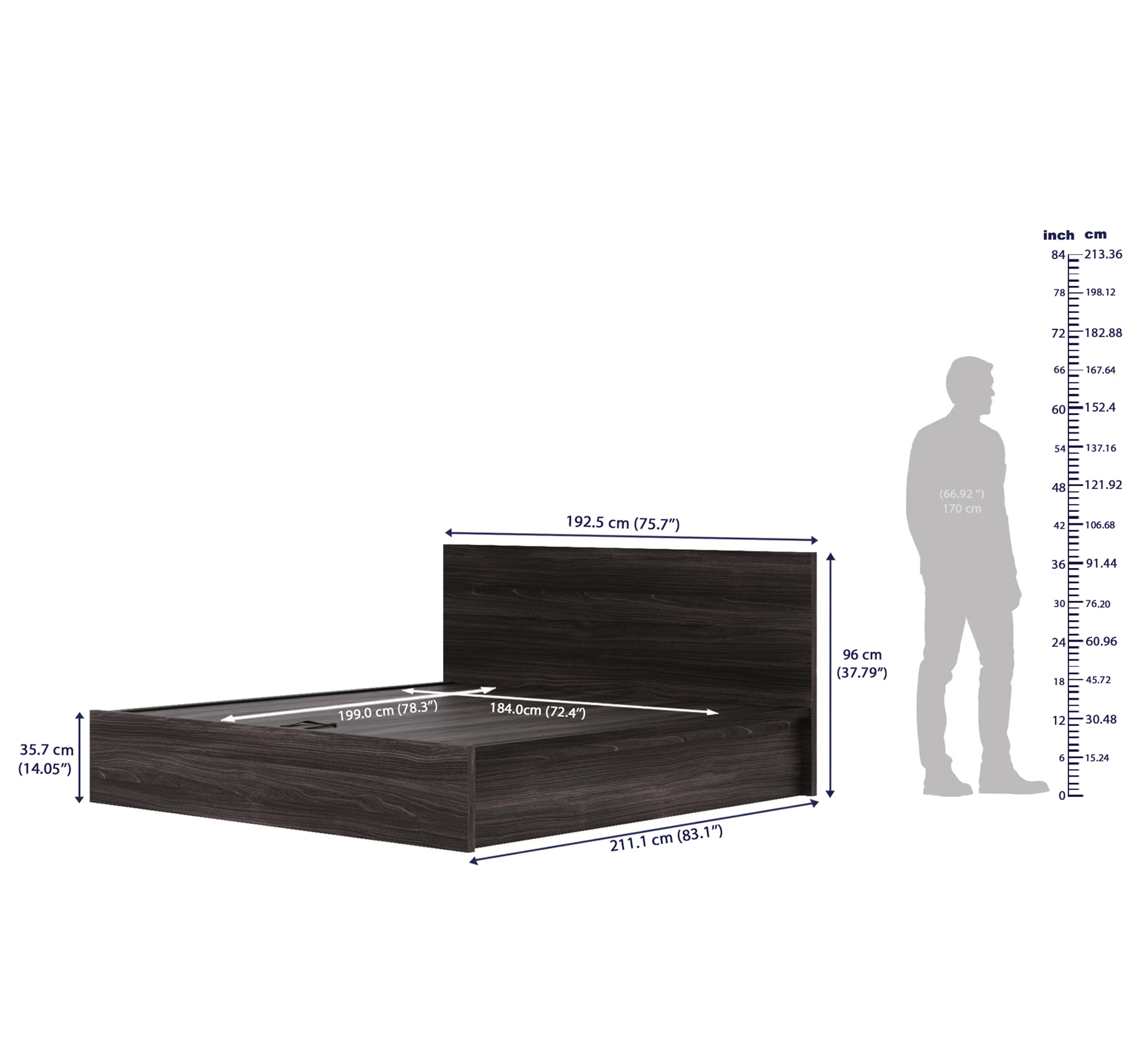 Wakefit Centaur King size Storage bed with hydraulic mechanism - Wyoming maple King - 78" x 72 8 Wakefit Centaur King size Storage bed with hydraulic mechanism - Wyoming maple King - 78" x 72\