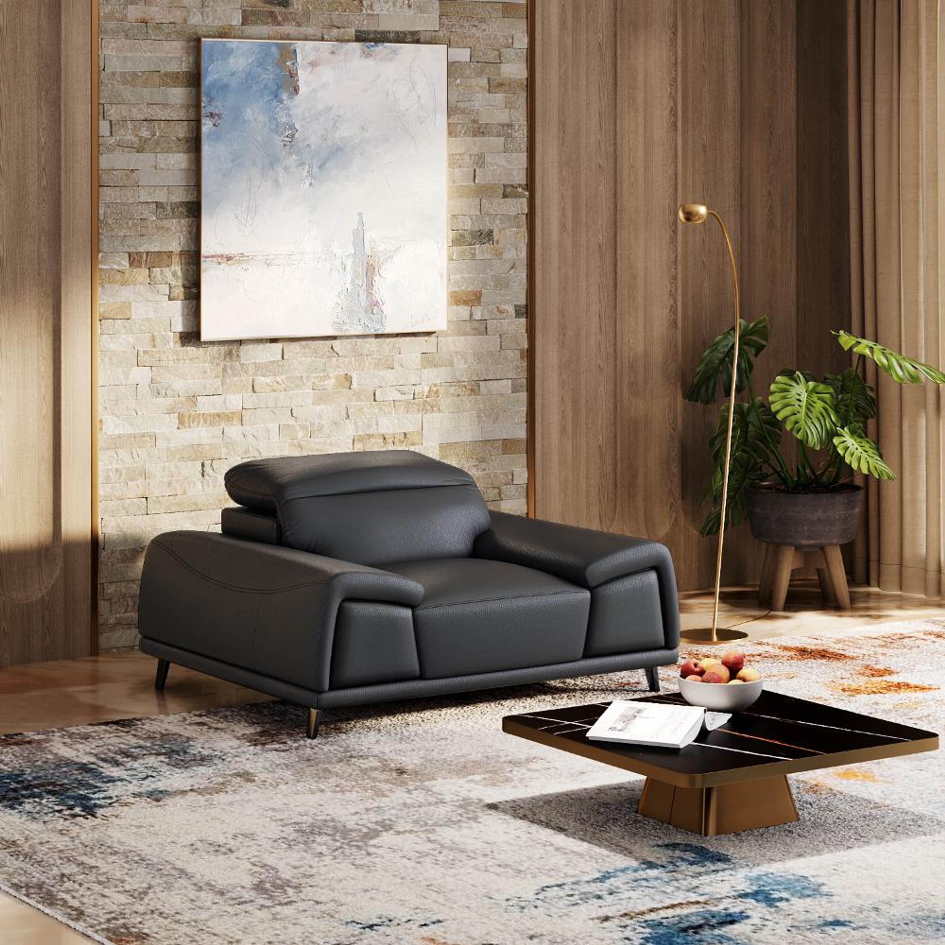 Wakefit Suva Sofa - One Seater Regular, Single Seater, Black