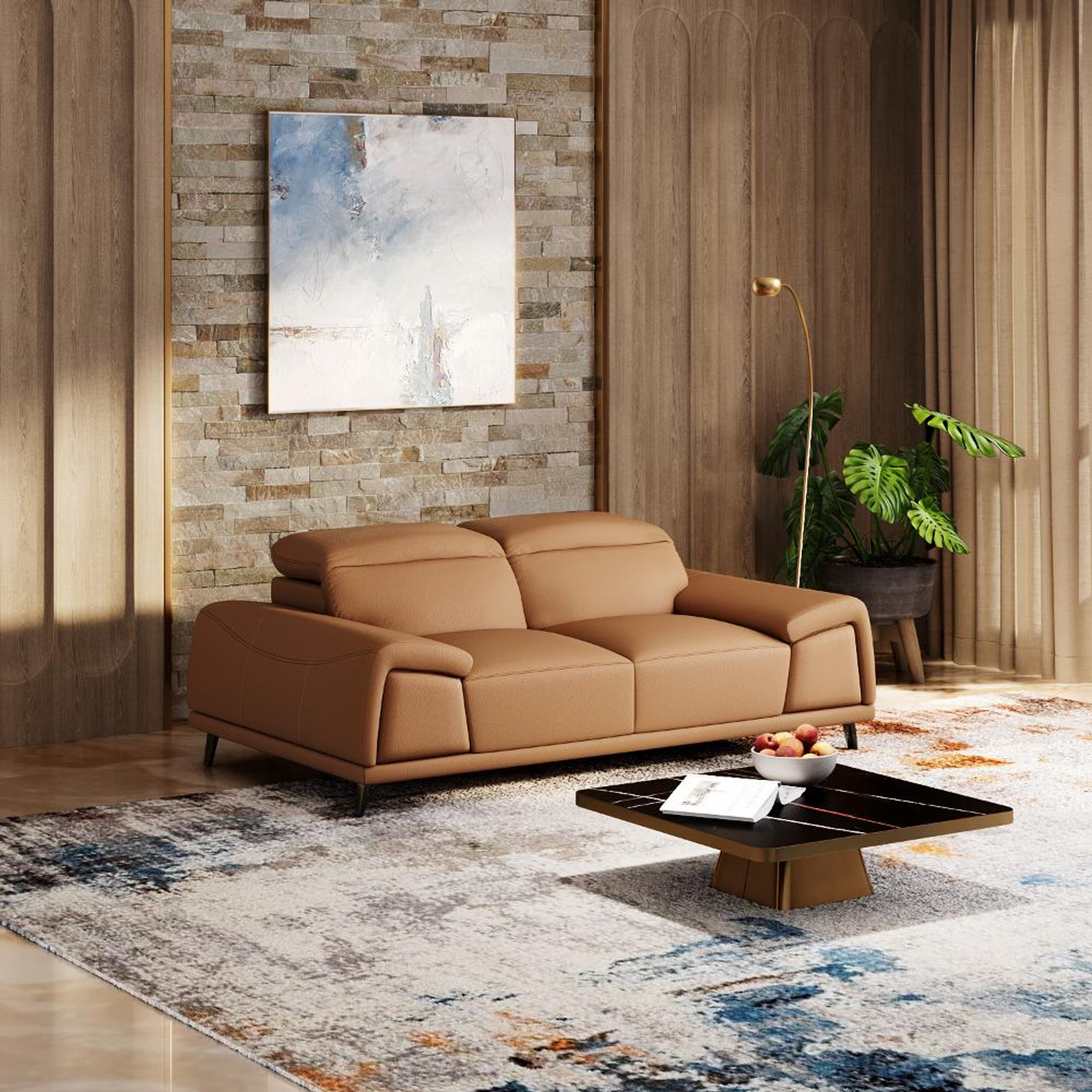 Wakefit Suva Sofa - Two Seater Regular, Two Seater, Camel
